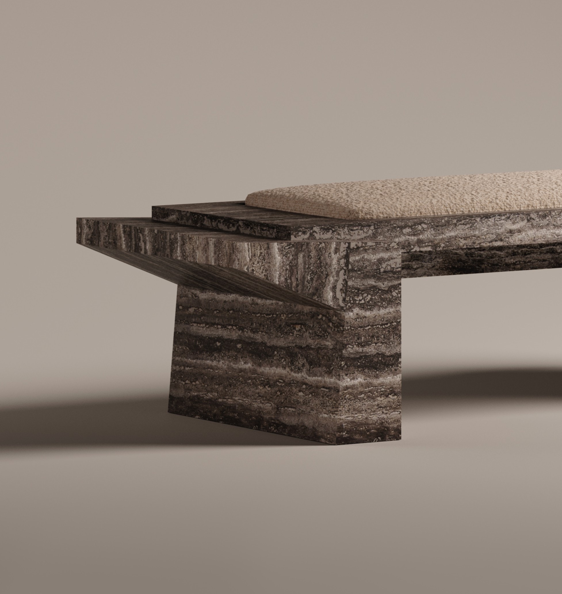 Tecton Bench in Travertine by Félix Millory for Monitillo 1980 3