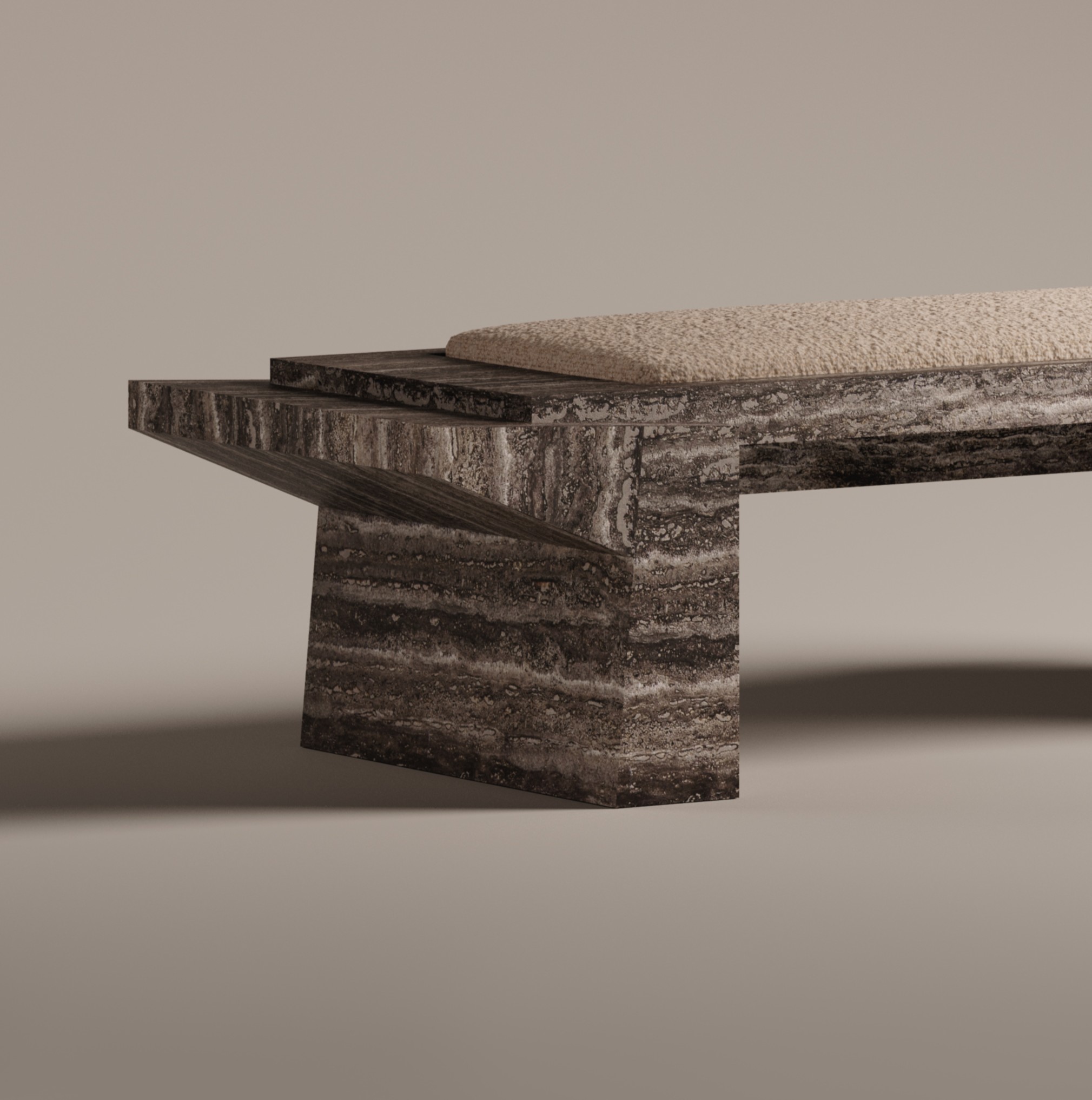 Tecton Bench in Travertine by Félix Millory for Monitillo 1980 3