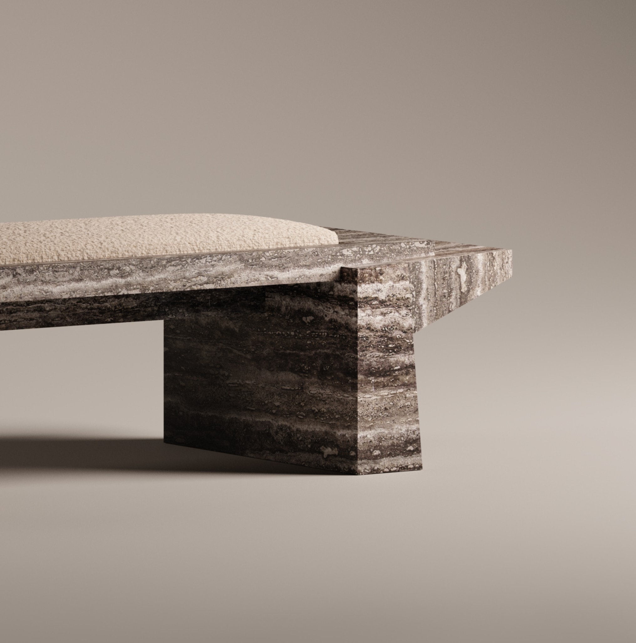 Tecton Bench in Travertine by Félix Millory for Monitillo 1980 4