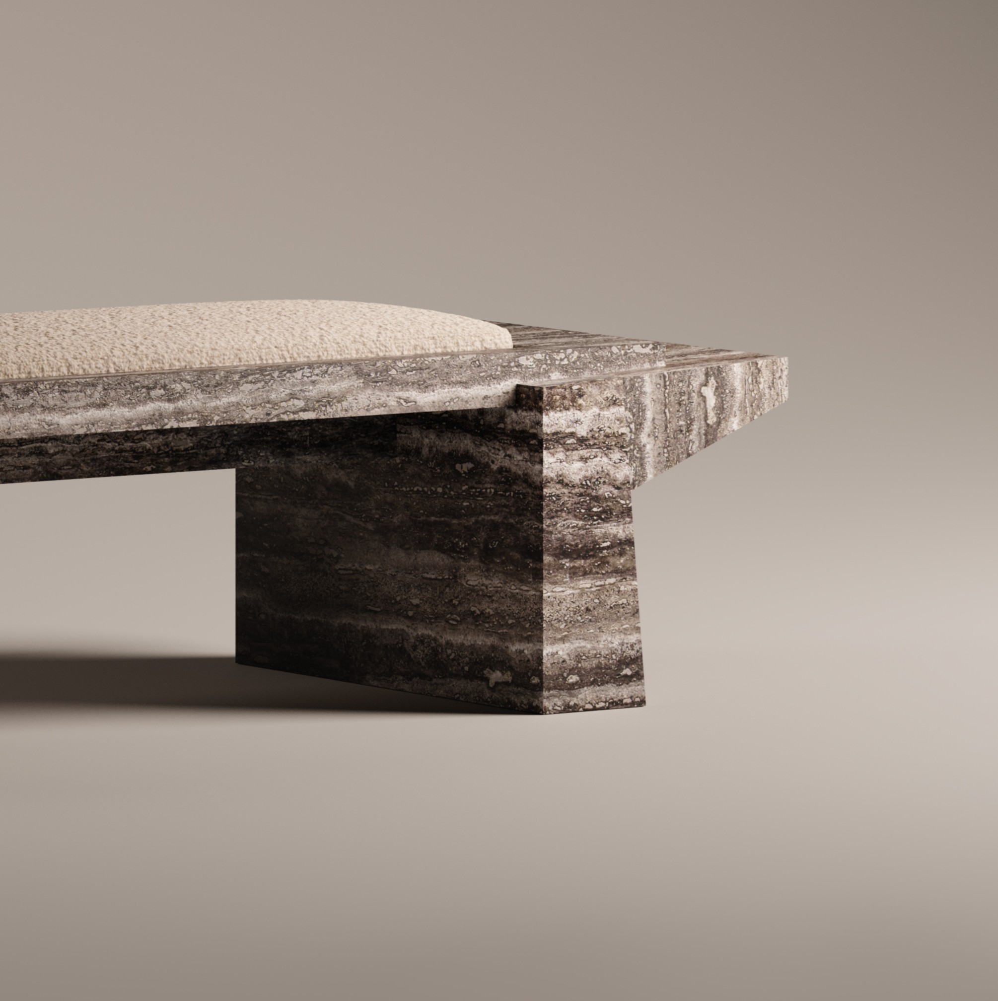 Tecton Bench in Travertine by Félix Millory for Monitillo 1980 4