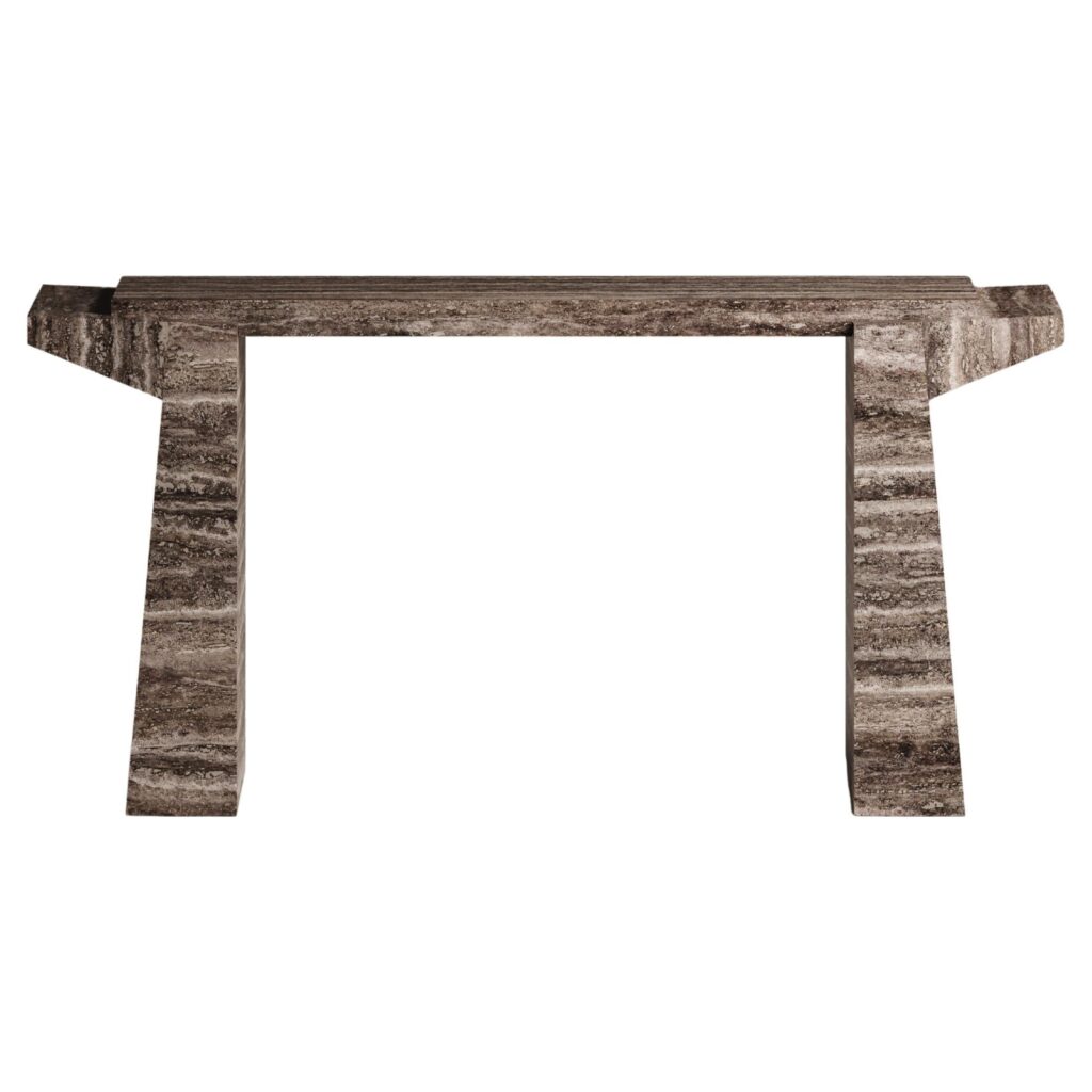 Tecton Console in Travertine by Félix Millory for Monitillo 1980 1