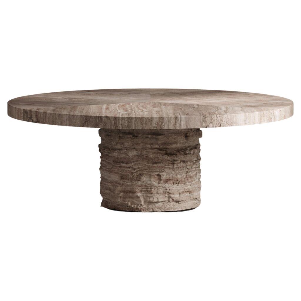 Tecton Dining Table in Travertine Striato by Félix Millory for Monitillo 1980 1