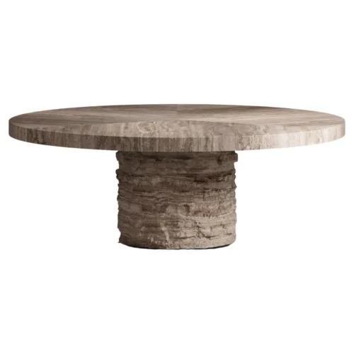 Tecton Dining Table in Travertine Striato by Felix Millory for Monitillo 1980 1
