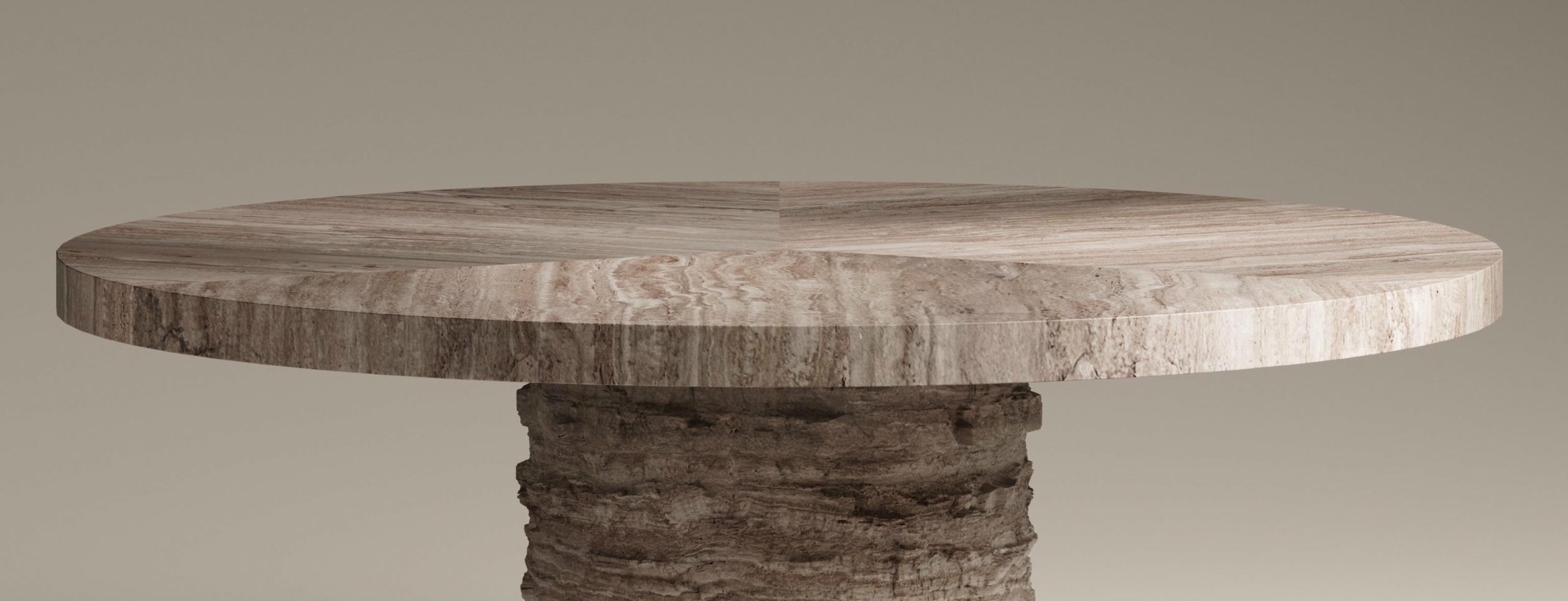 Tecton Dining Table in Travertine Striato by Félix Millory for Monitillo 1980 3