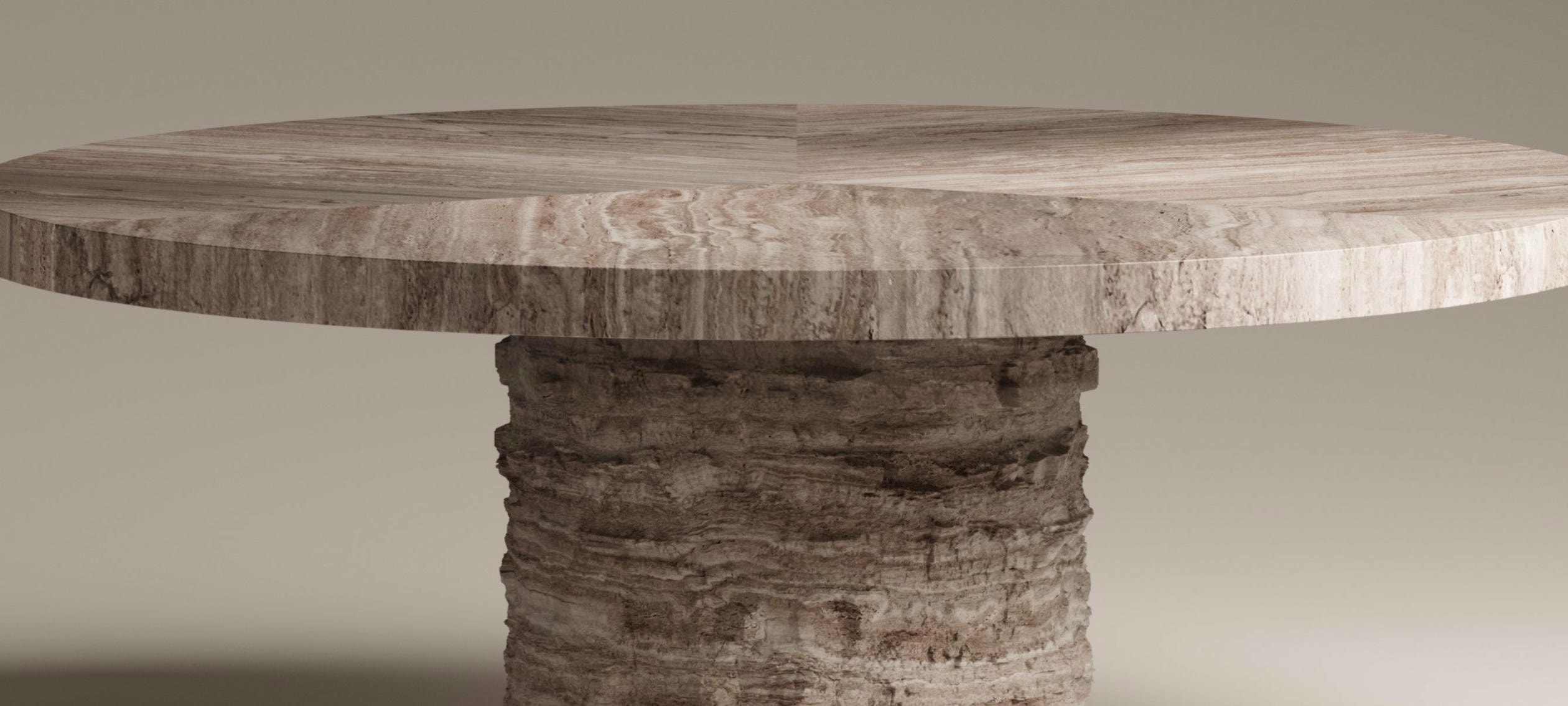 Tecton Dining Table in Travertine Striato by Félix Millory for Monitillo 1980 4