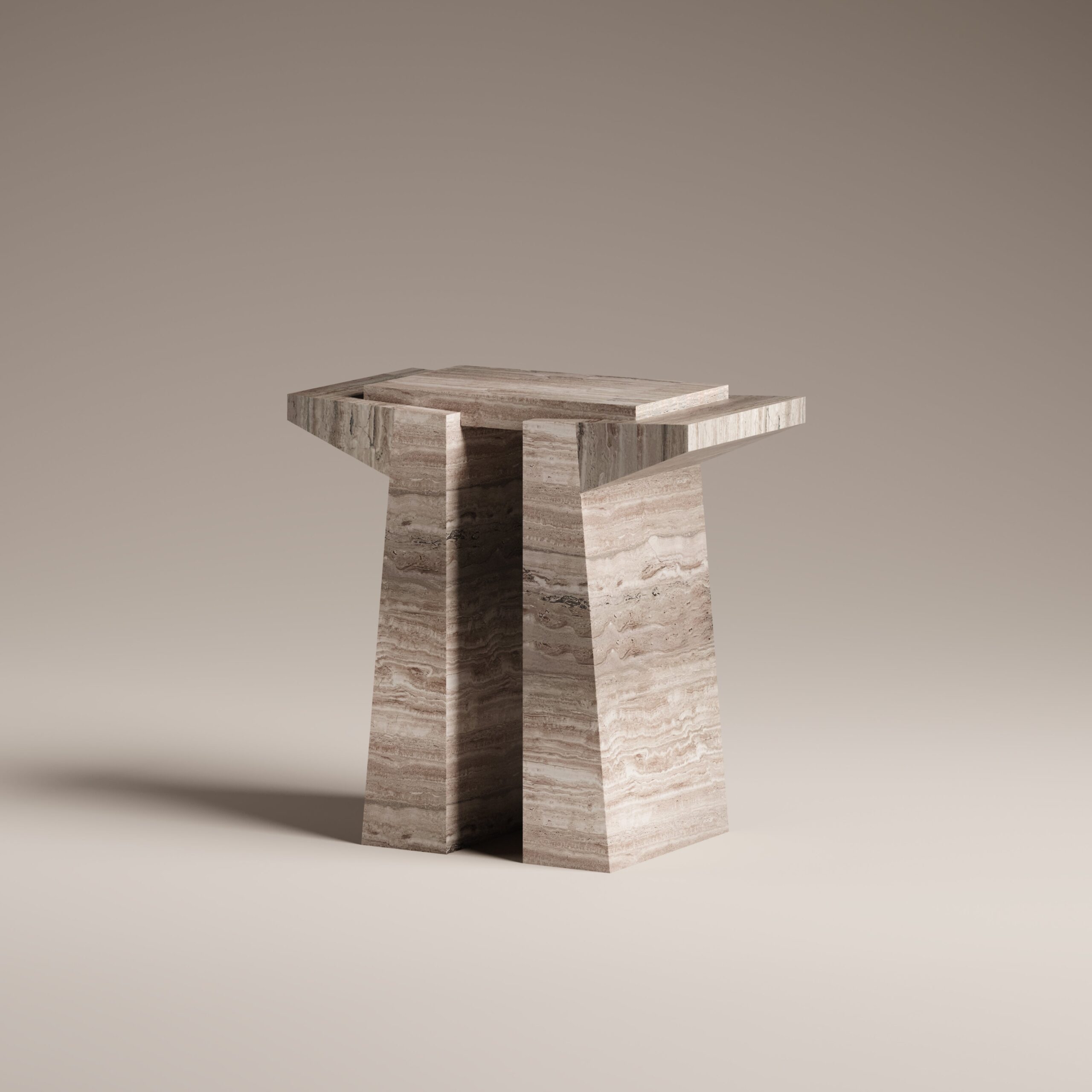 Tecton Small Console in Travertine by Félix Millory for Monitillo 1980 2