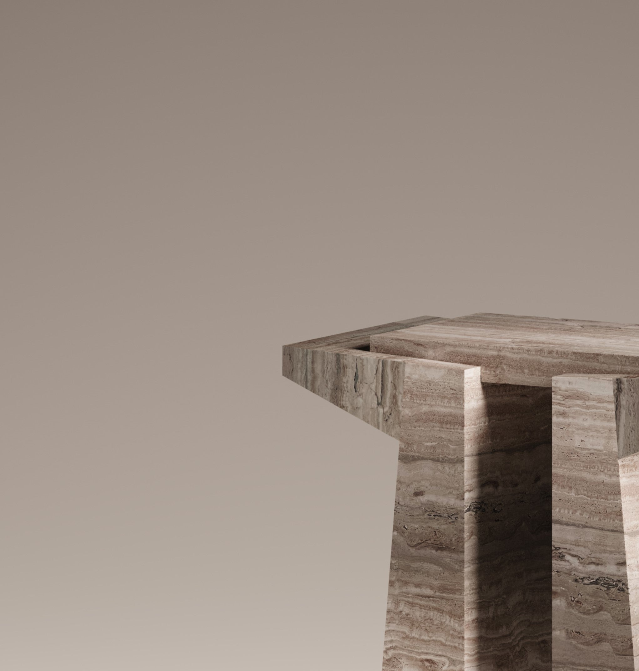 Tecton Small Console in Travertine by Félix Millory for Monitillo 1980 5