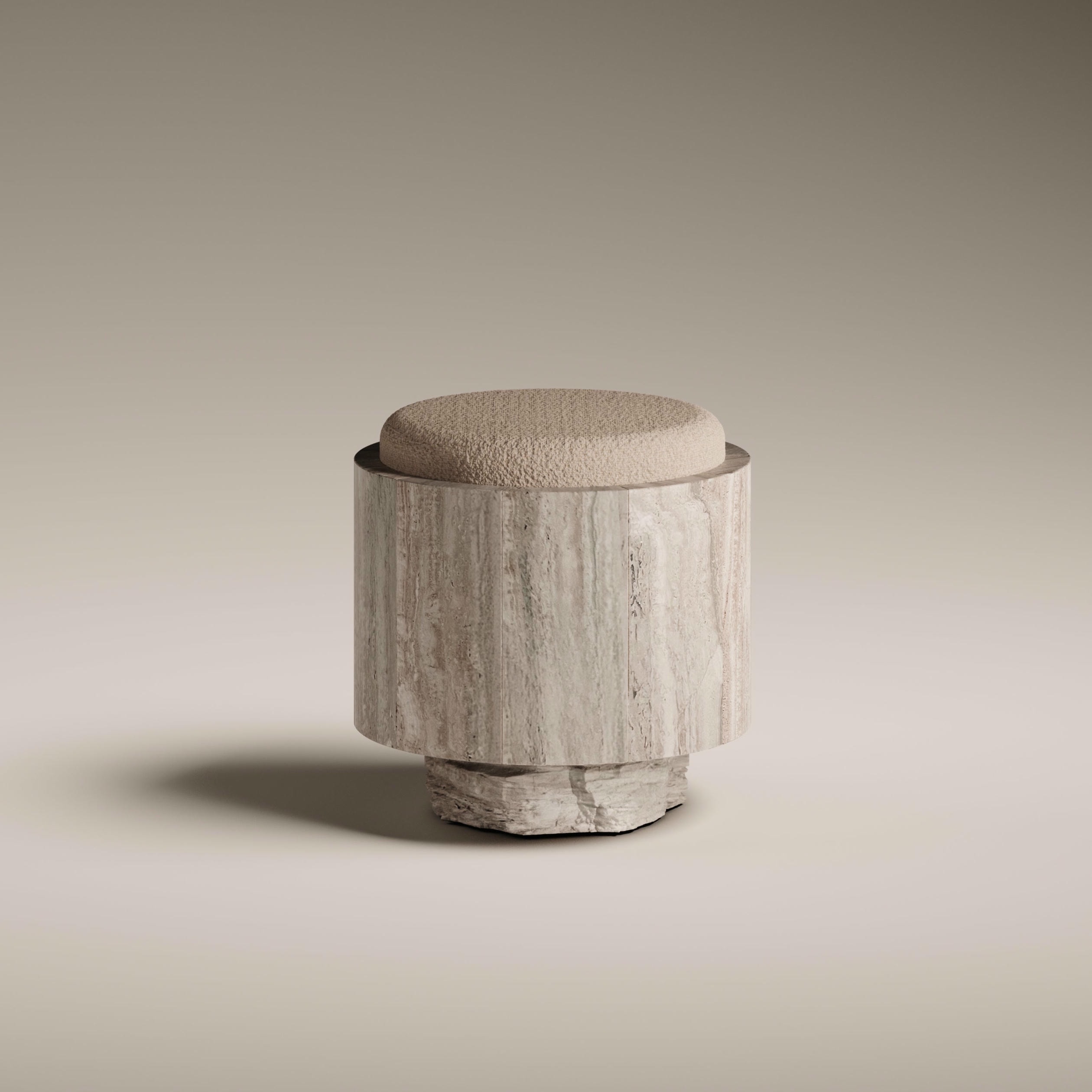 Tecton Stool in Travertine or Teak by Félix Millory for Monitillo 1980 2