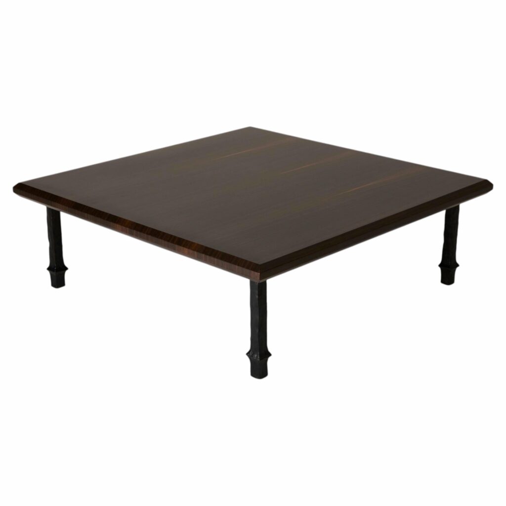 Ambre Coffee Table in Black Patinated Bronze and Eucalyptus by Jules Desdoigts 1