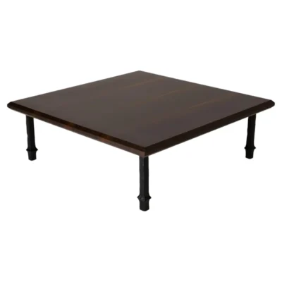 Ambre Coffee Table in Black Patinated Bronze and Eucalyptus by Jules Desdoigts