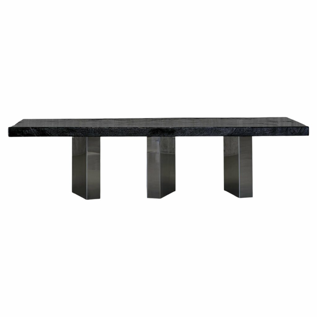 Black Moon One Of a Kind Dining Table in Burnished Wood by Alex Turco 1