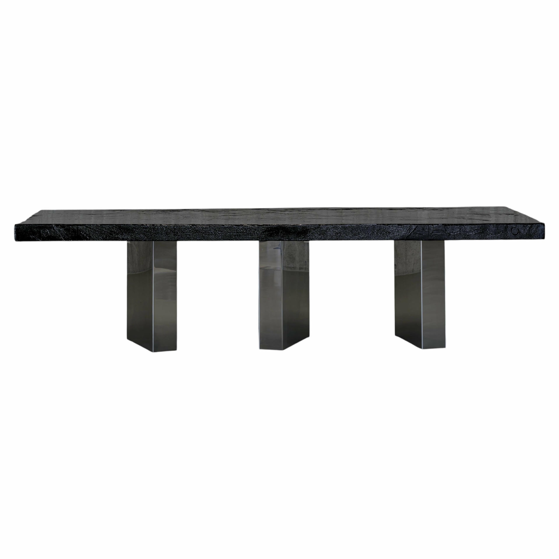 Black Moon One Of a Kind Dining Table in Burnished Wood by Alex Turco 1