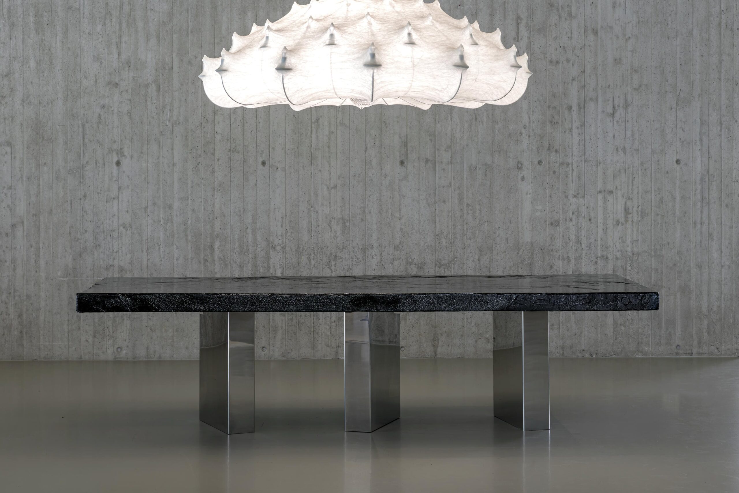 Black Moon One Of a Kind Dining Table in Burnished Wood by Alex Turco 2