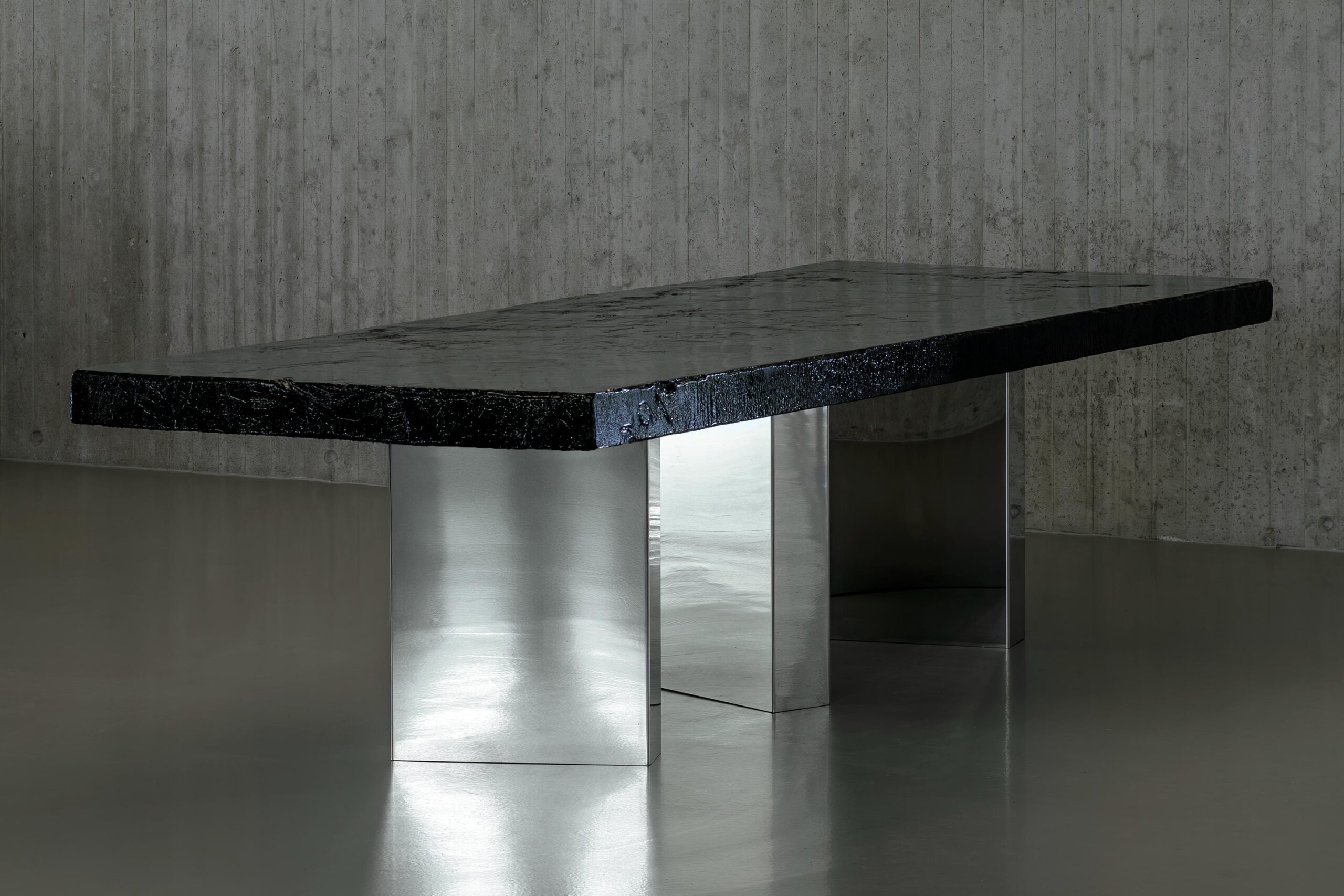 Black Moon One Of a Kind Dining Table in Burnished Wood by Alex Turco 3