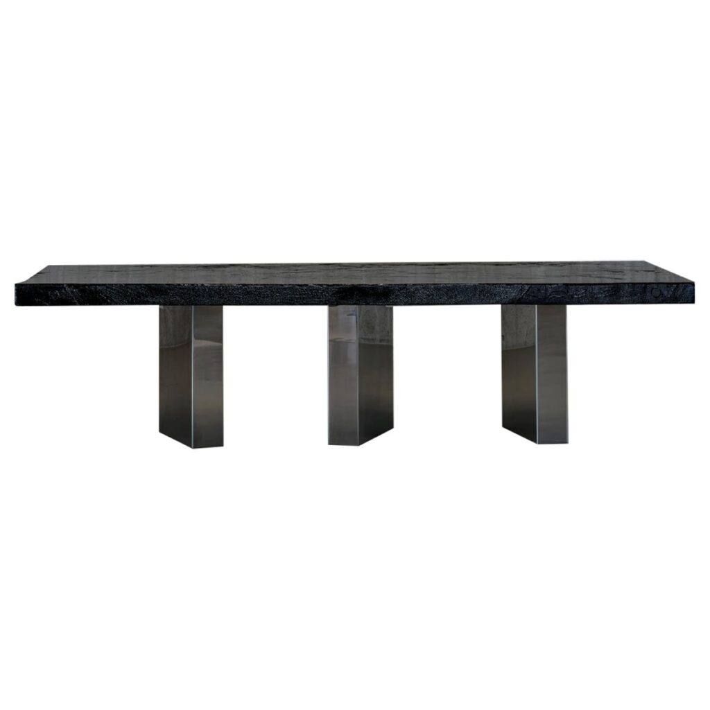Black Moon One Of a Kind Dining Table in Burnished Wood by Alex Turco 4