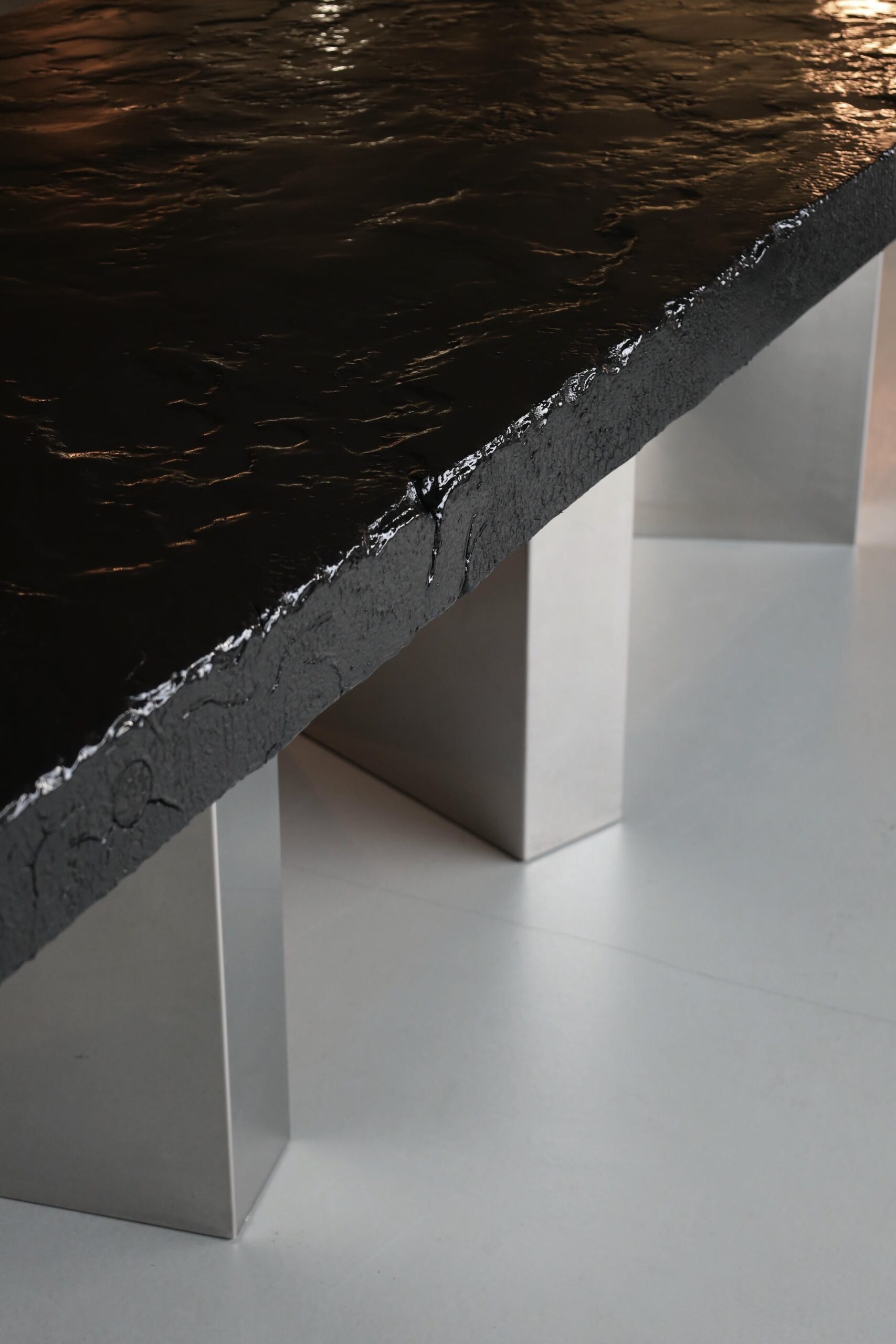 Black Moon One Of a Kind Dining Table in Burnished Wood by Alex Turco 5