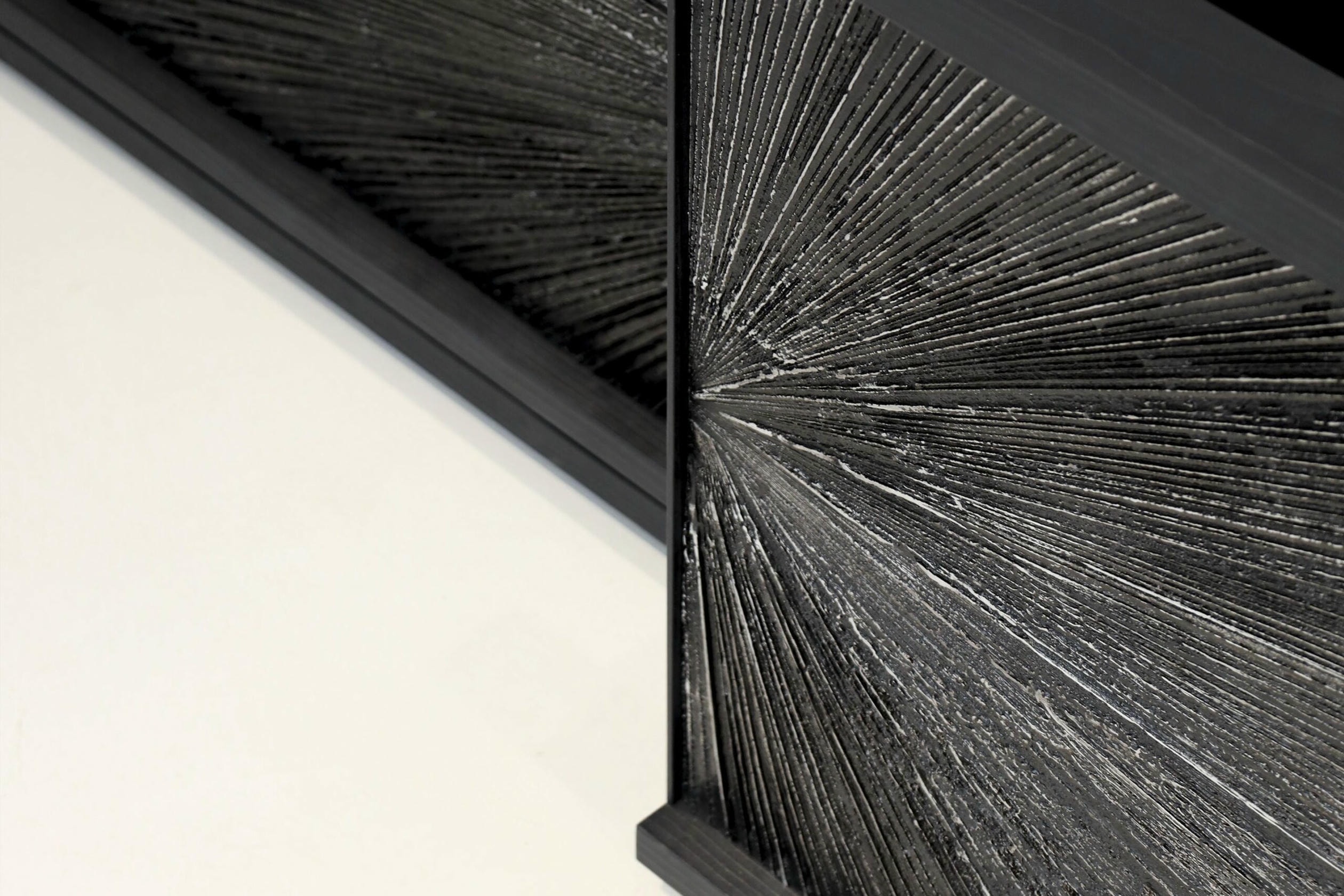 Black Sun Hole Console in Patinated Aluminum & Stained Fir Wood by Alex Turco 4