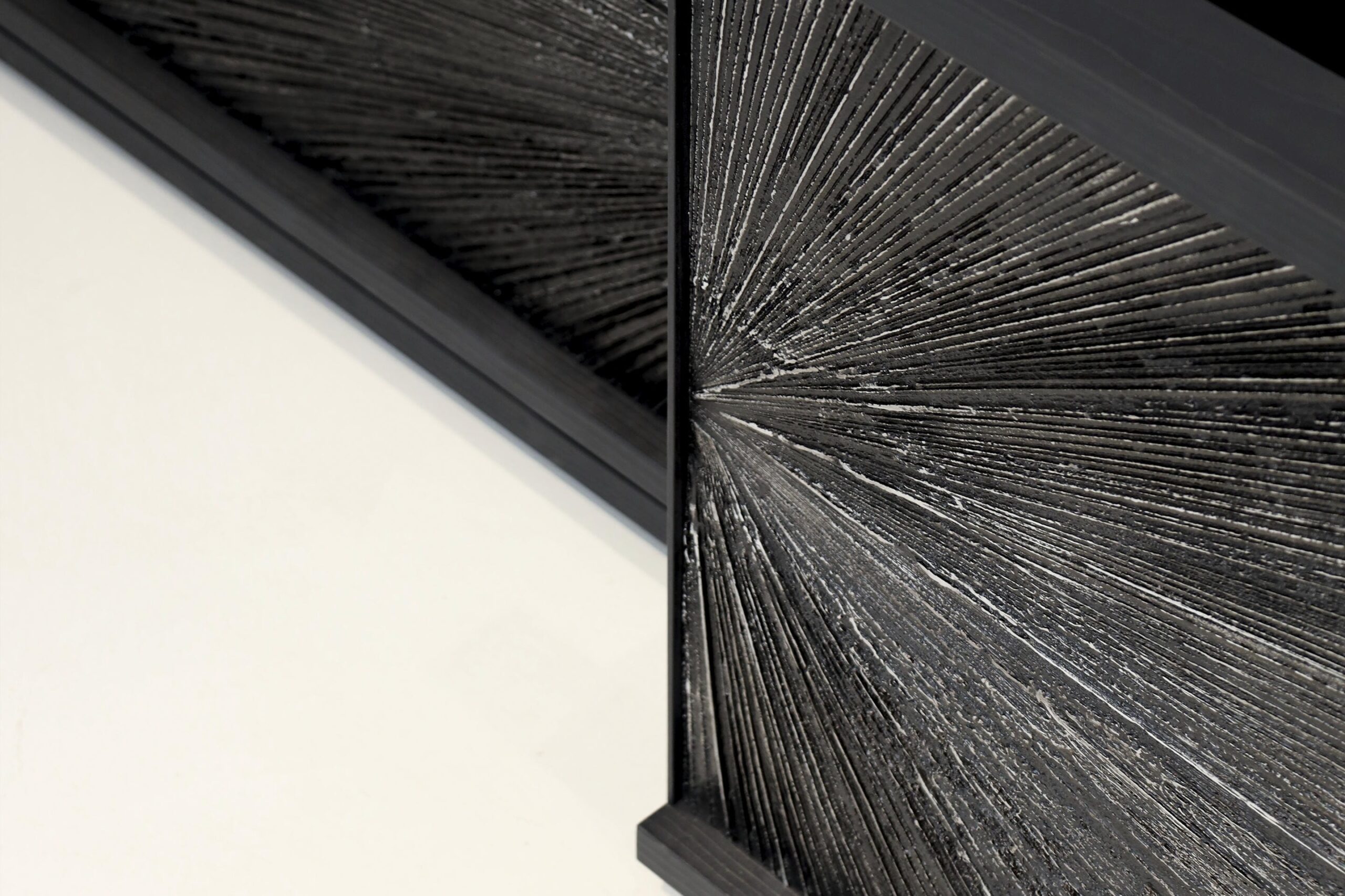Black Sun Hole Console in Patinated Aluminum & Stained Fir Wood by Alex Turco 4