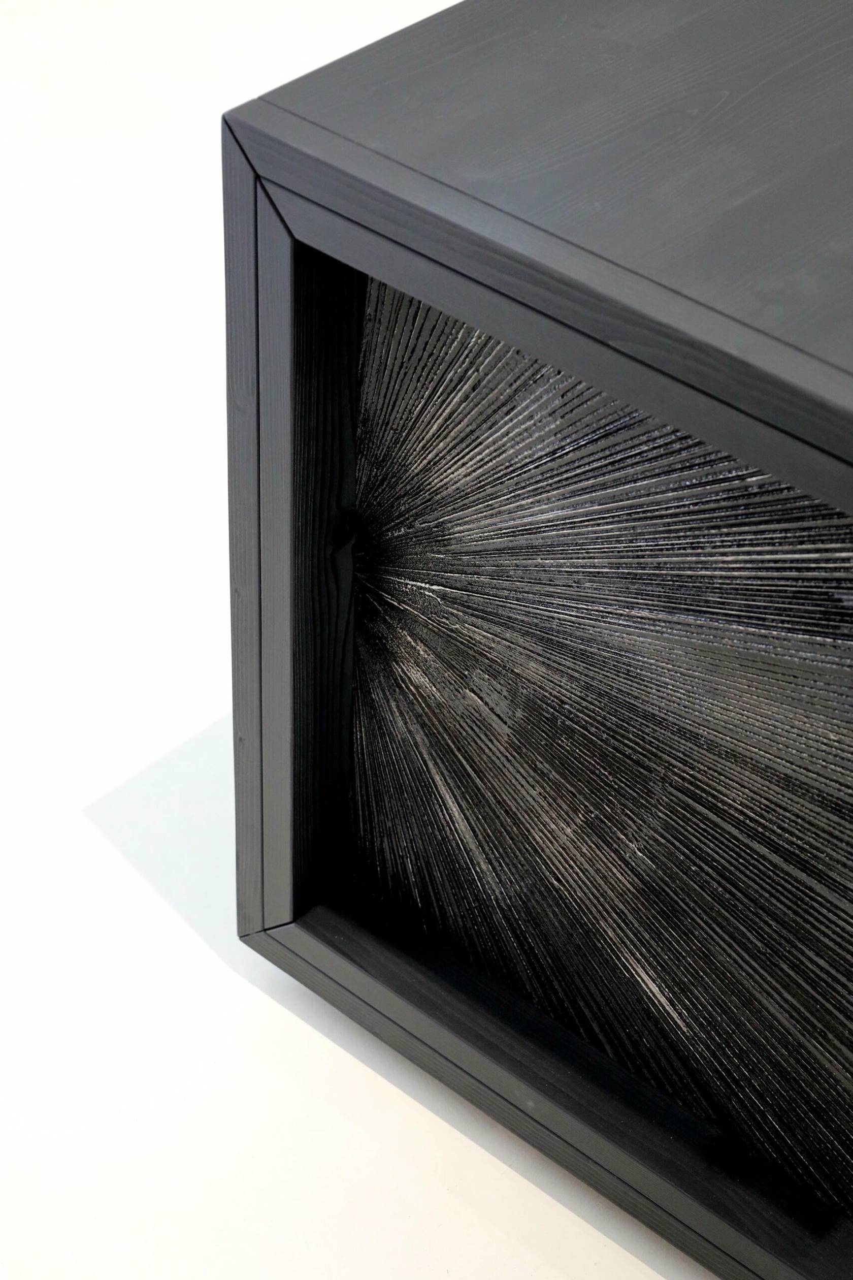 Black Sun Hole Console in Patinated Aluminum & Stained Fir Wood by Alex Turco 5