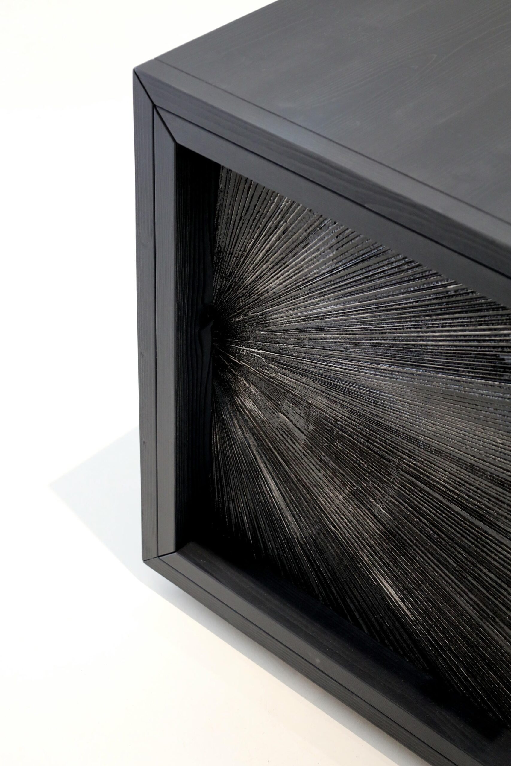 Black Sun Hole Console in Patinated Aluminum & Stained Fir Wood by Alex Turco 5