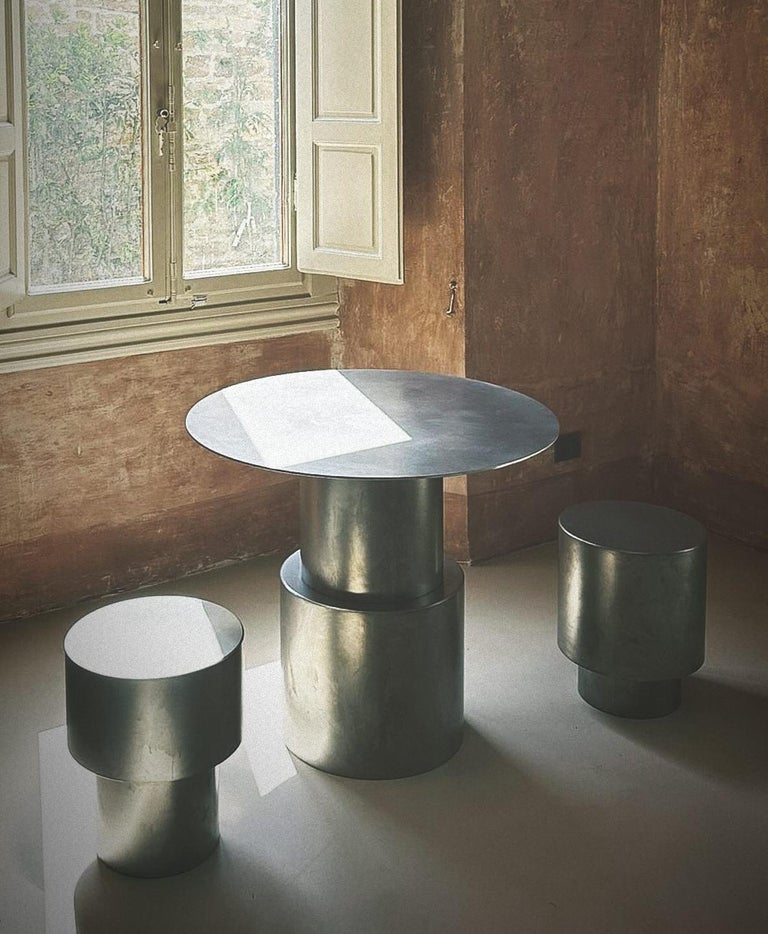 Contemporary Round Stainless Steel Maresa Side Table by Pietro Franceschini 1