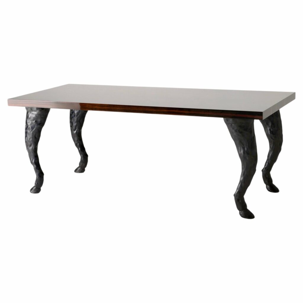 Empreinte Desk in Black Patinated Bronze and Macassar Ebony by Jules Desdoigts 1