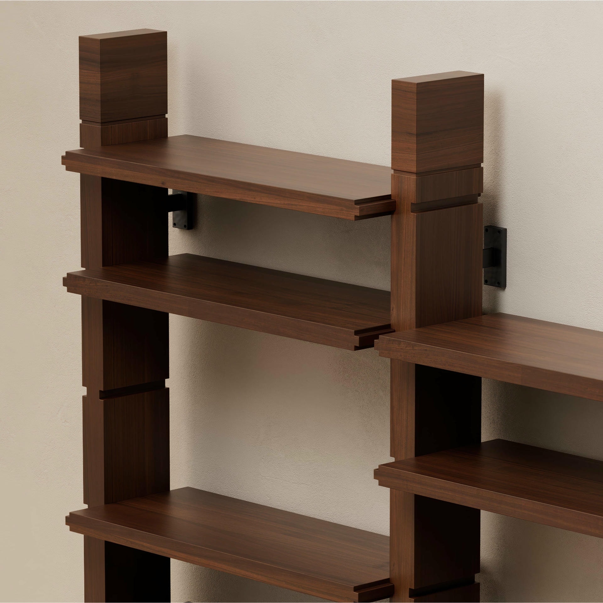 Grant Walnut Triple Bookshelf by Lusano 2