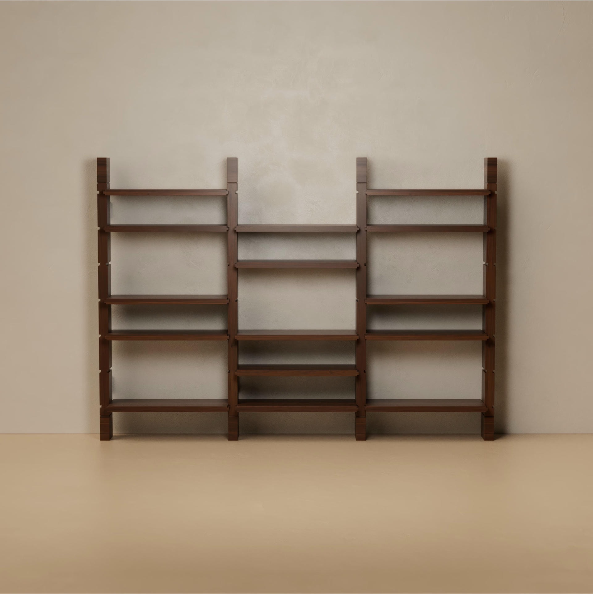 Grant Walnut Triple Bookshelf by Lusano 6