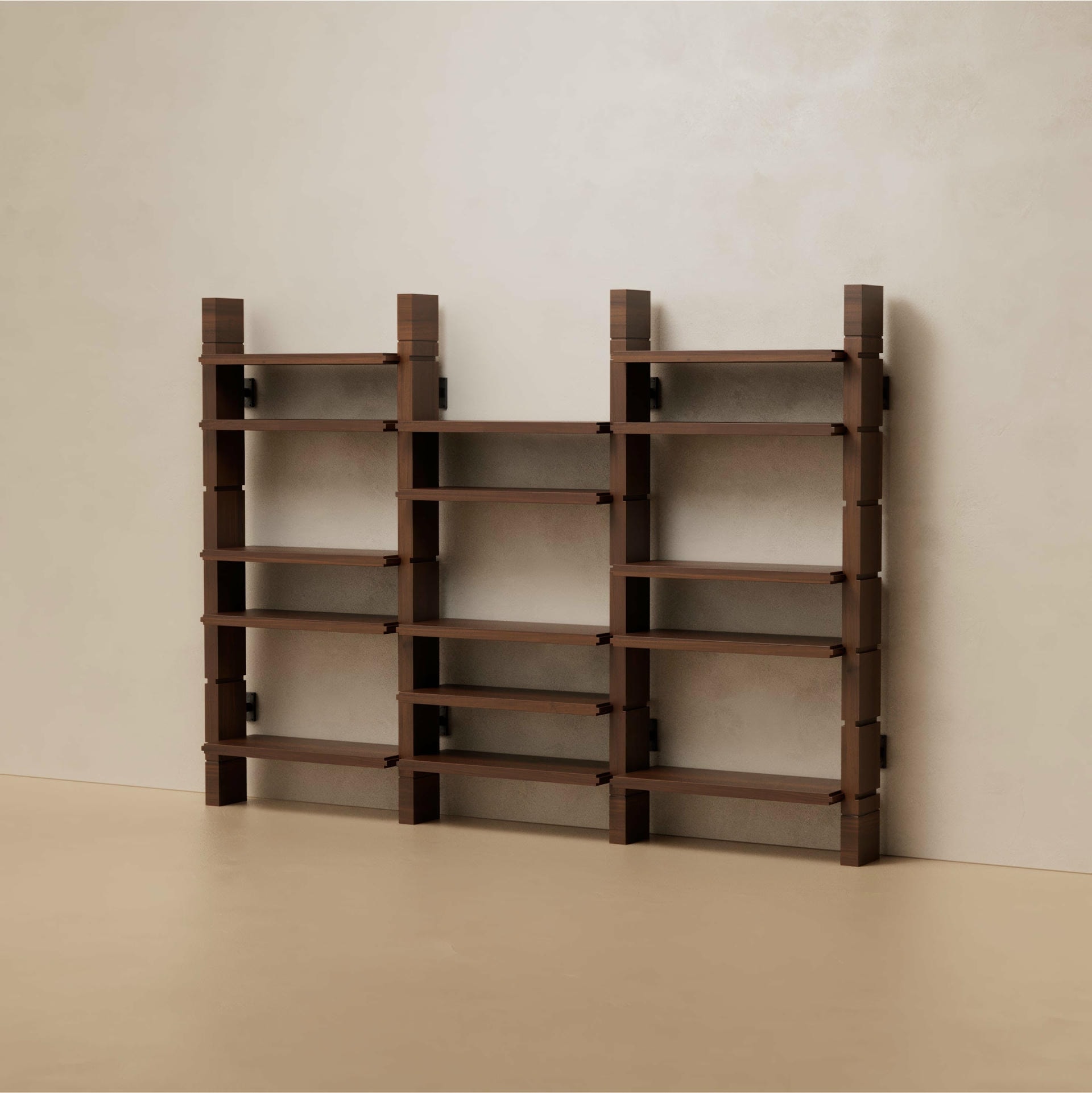 Grant Walnut Triple Bookshelf by Lusano 7