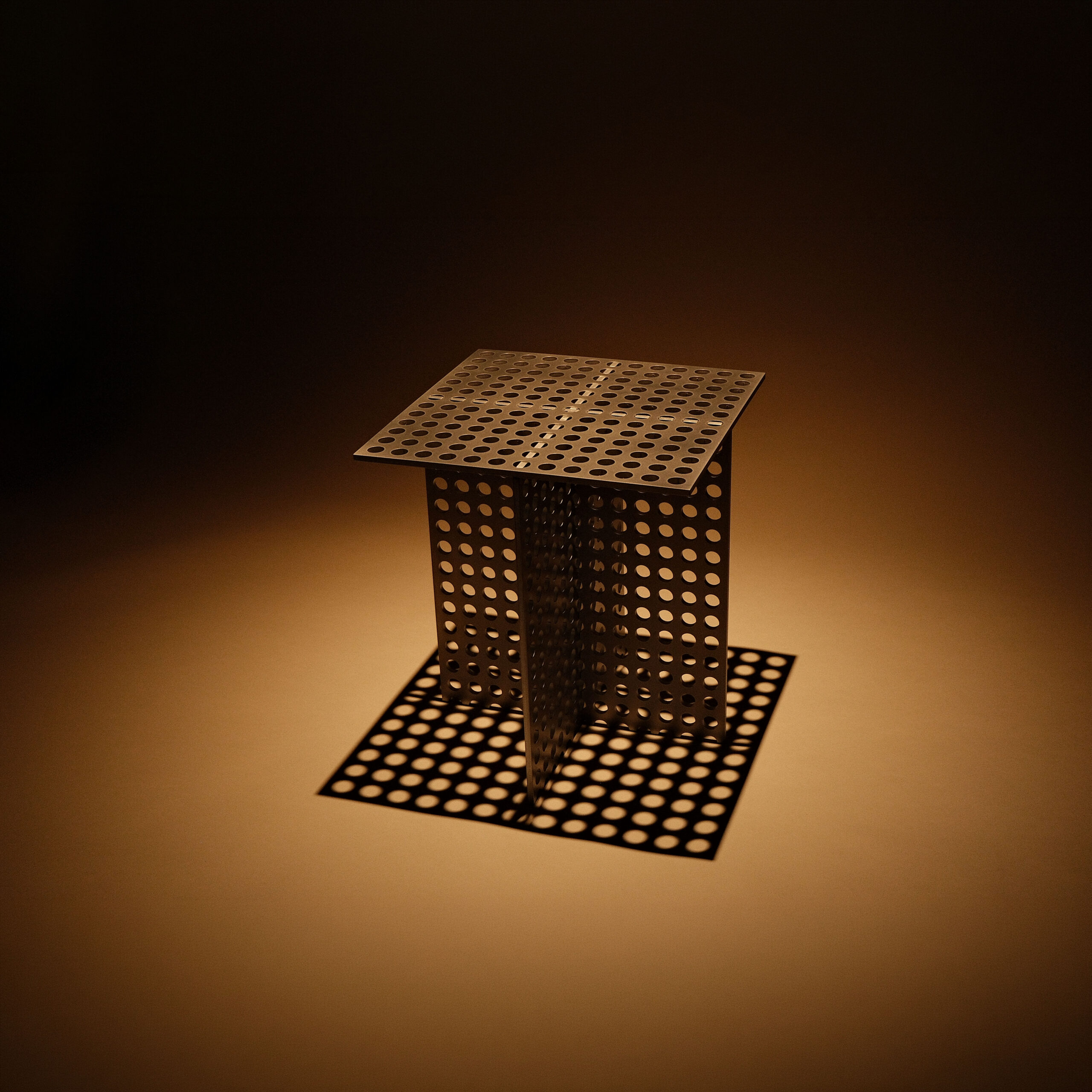 Partial Presence Aluminium Side Table & Stool by Bureau of Entropy 4