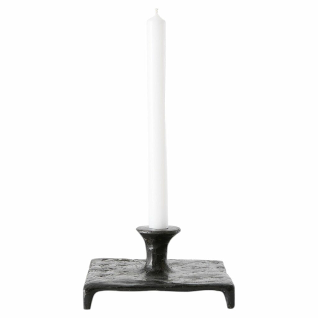 Racine Candleholder in Black Patinated Bronze by Jules Desdoigts 1