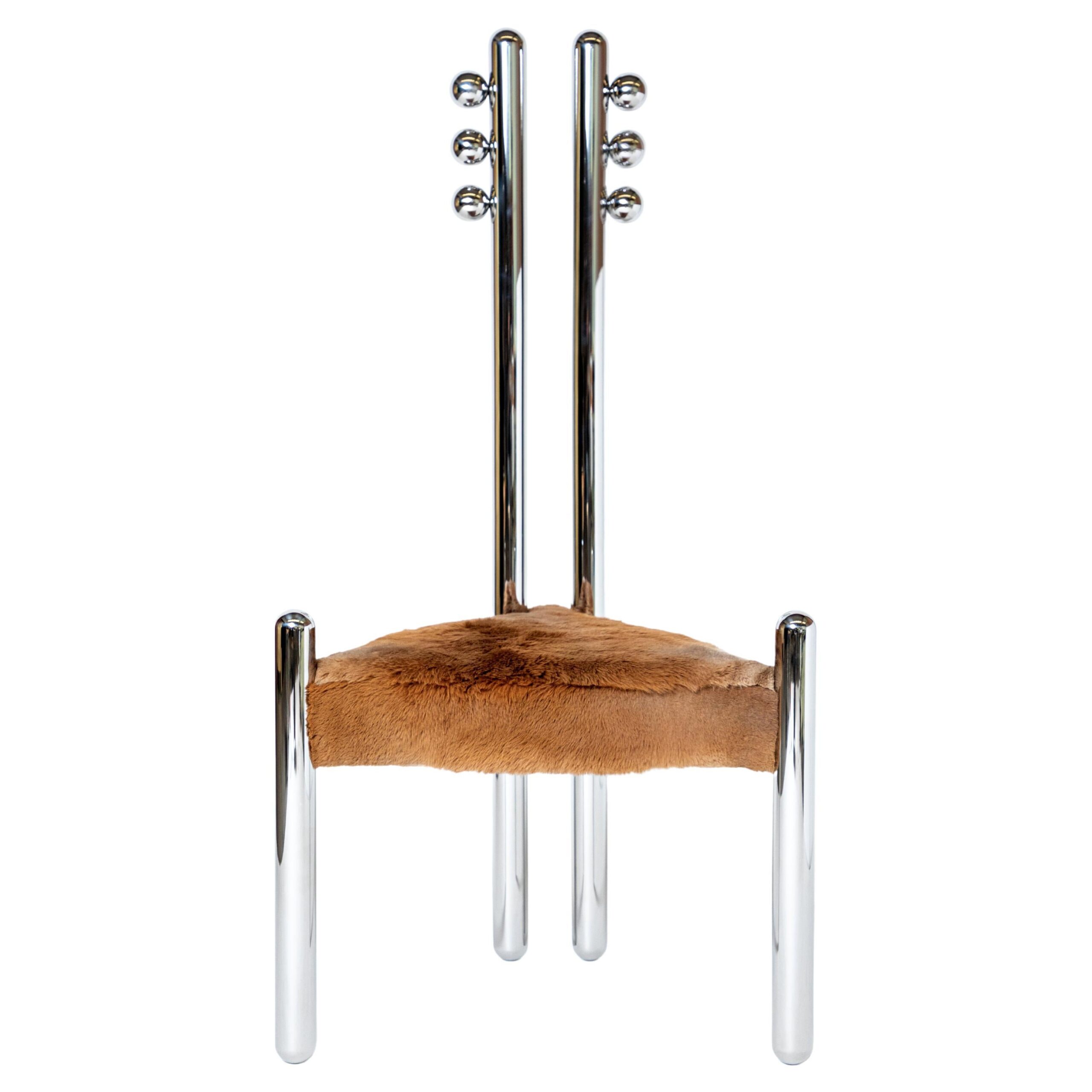 Sheepskin Six Variations Chair, Steel Double Backrest by Pietro Franceschini 1