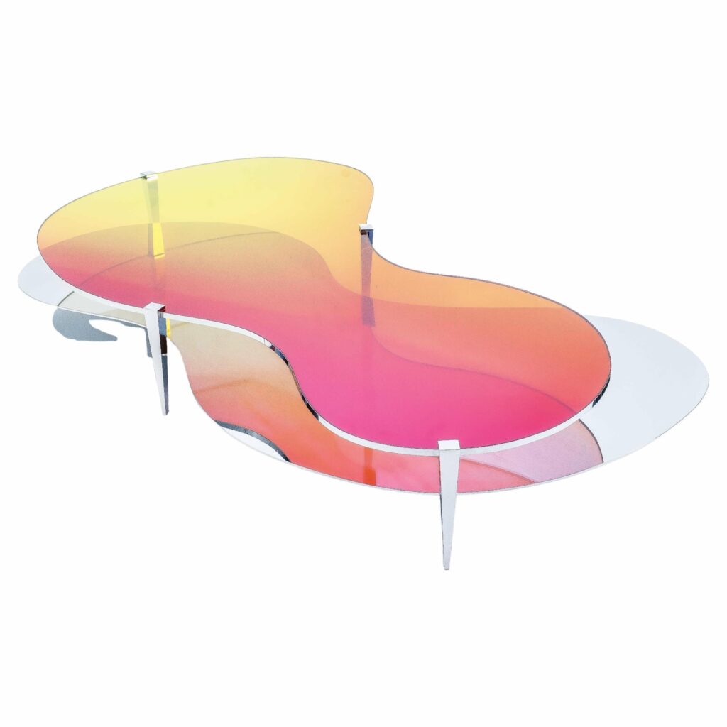 Two Tier Sculptural Dichroic Glass Coffee Table by ODA LIK Studio 1