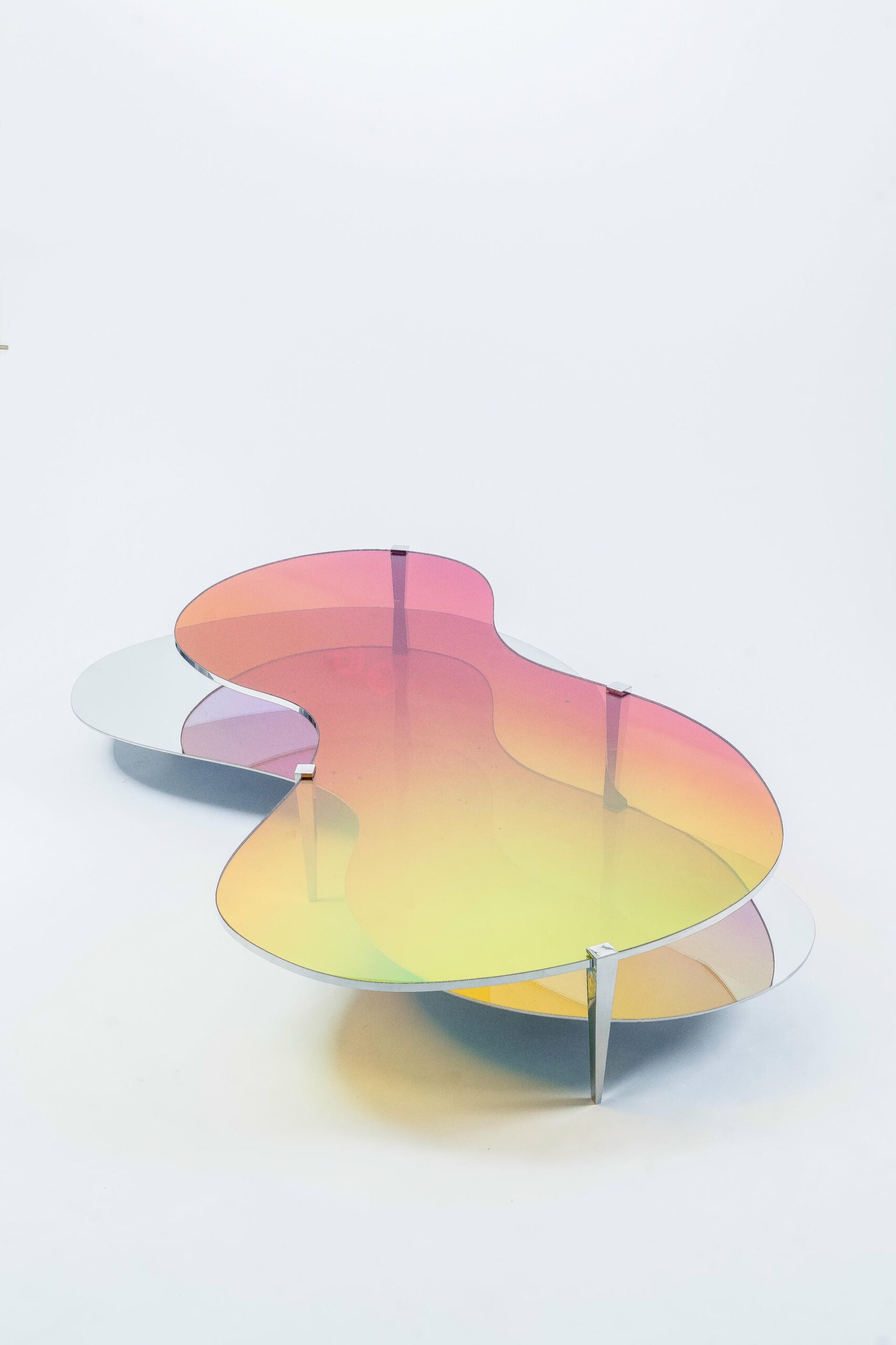 Two Tier Sculptural Dichroic Glass Coffee Table by ODA LIK Studio 10