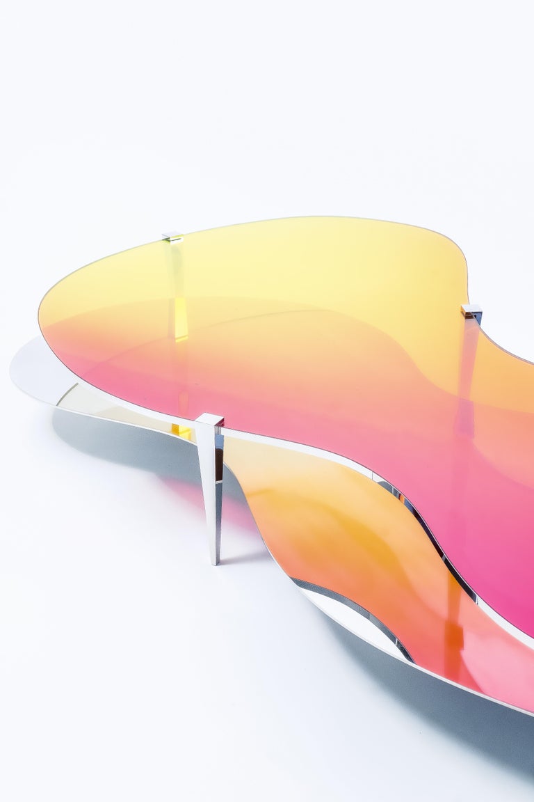 Two Tier Sculptural Dichroic Glass Coffee Table by ODA LIK Studio 10