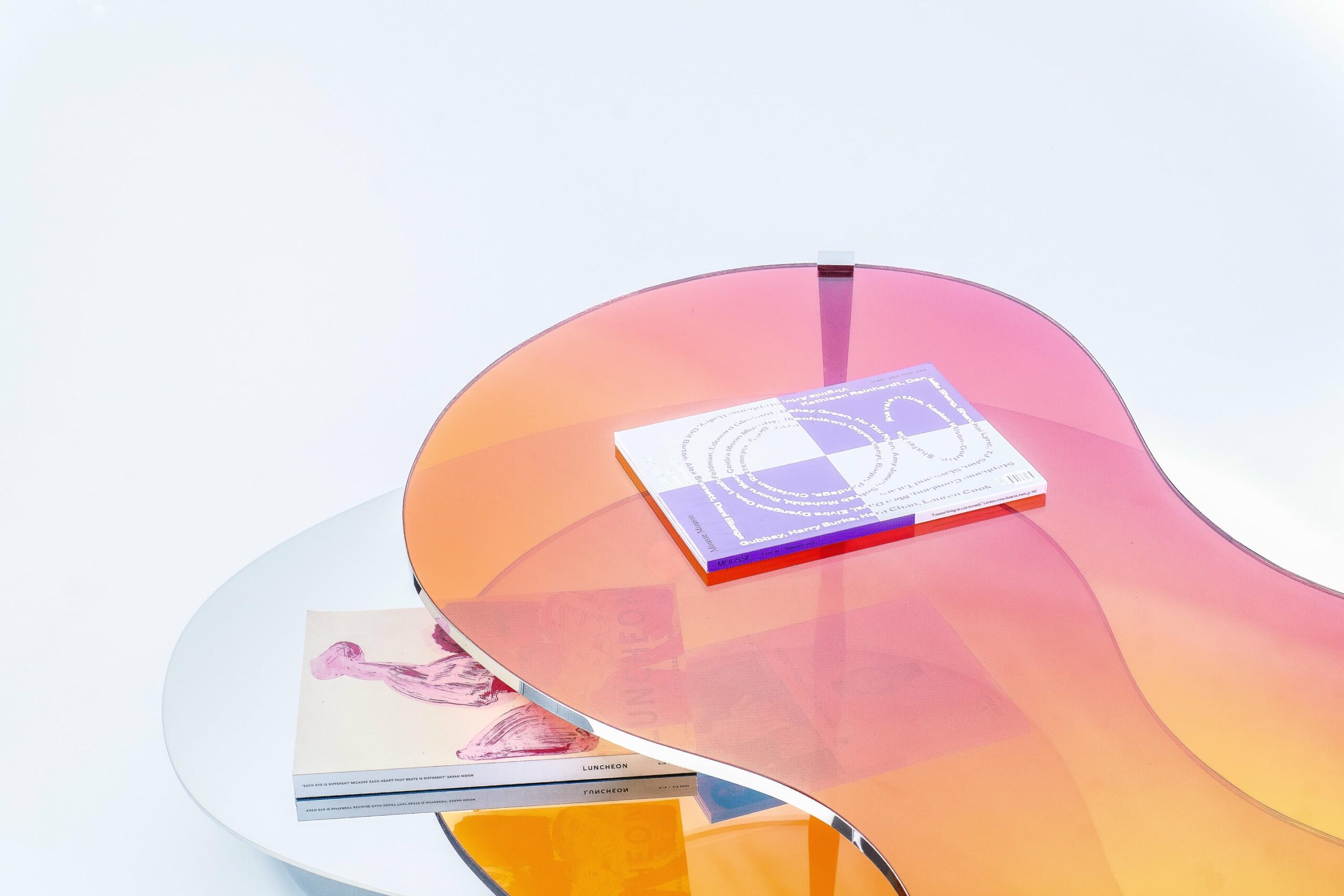 Two Tier Sculptural Dichroic Glass Coffee Table by ODA LIK Studio 11