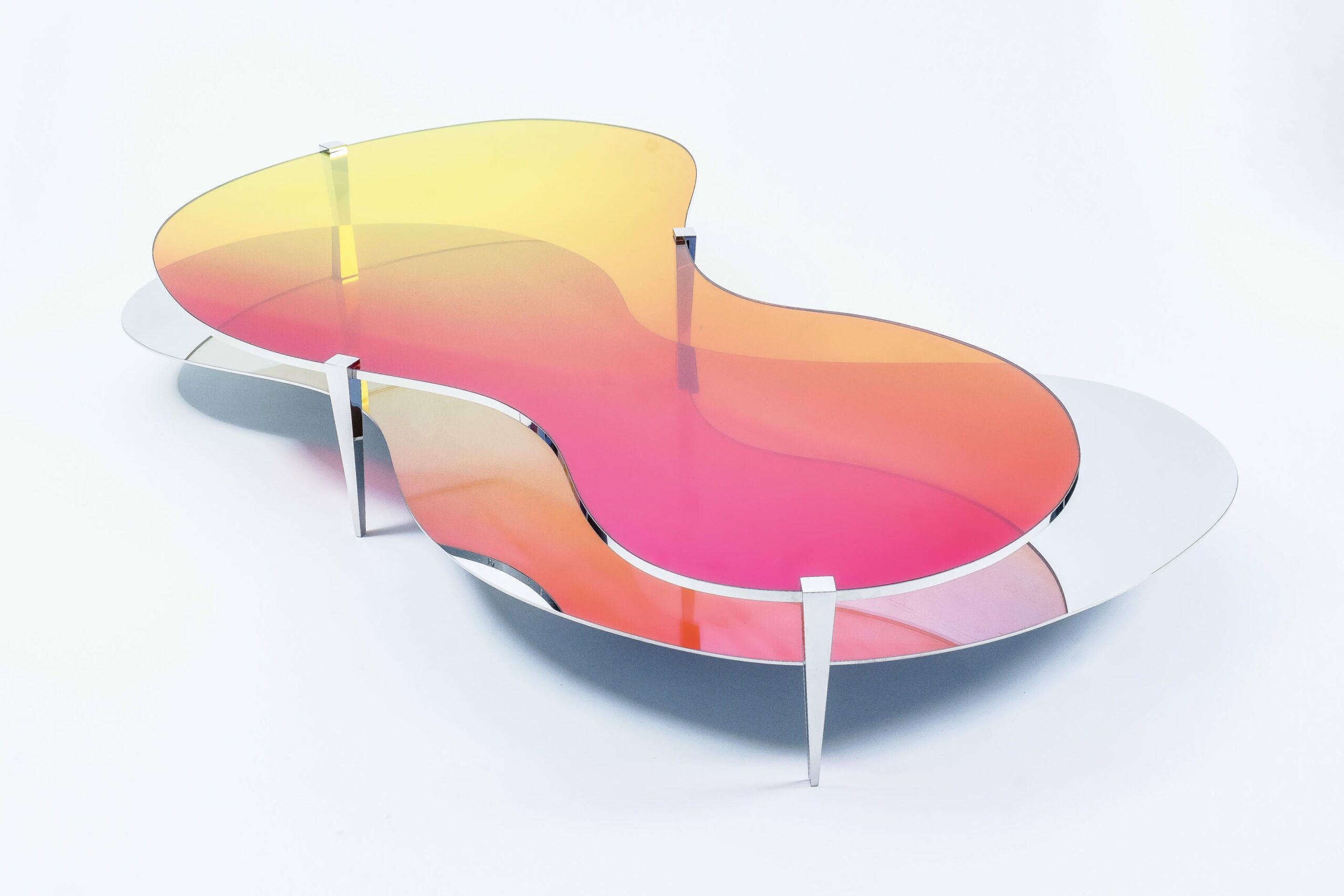 Two Tier Sculptural Dichroic Glass Coffee Table by ODA LIK Studio 2