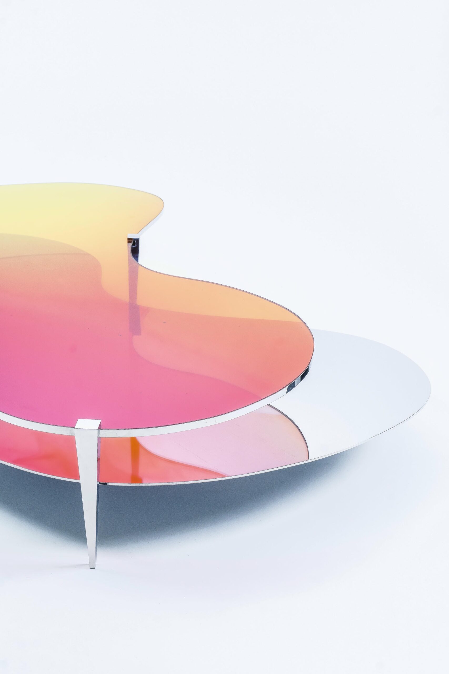 Two Tier Sculptural Dichroic Glass Coffee Table by ODA LIK Studio 3