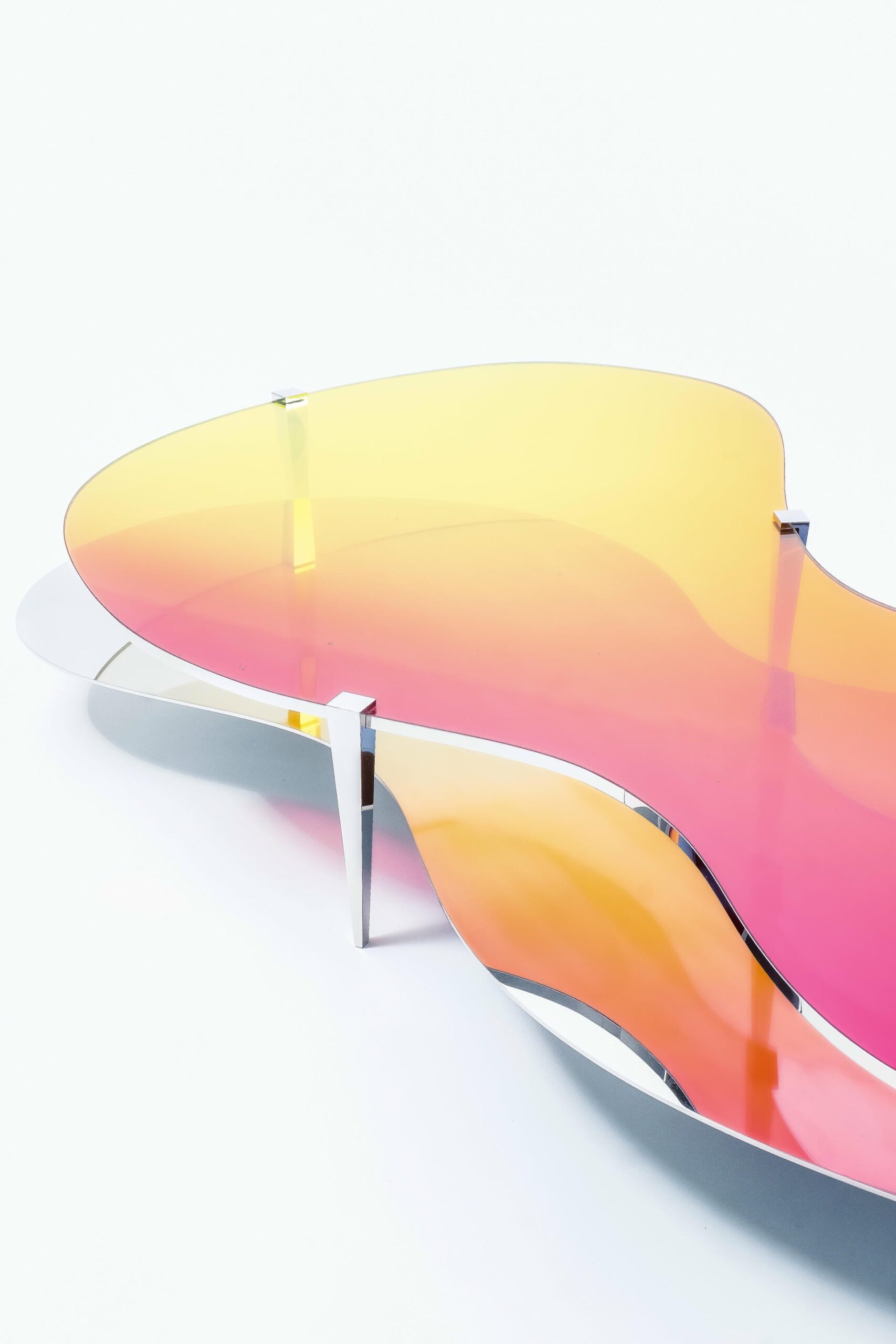 Two Tier Sculptural Dichroic Glass Coffee Table by ODA LIK Studio 4