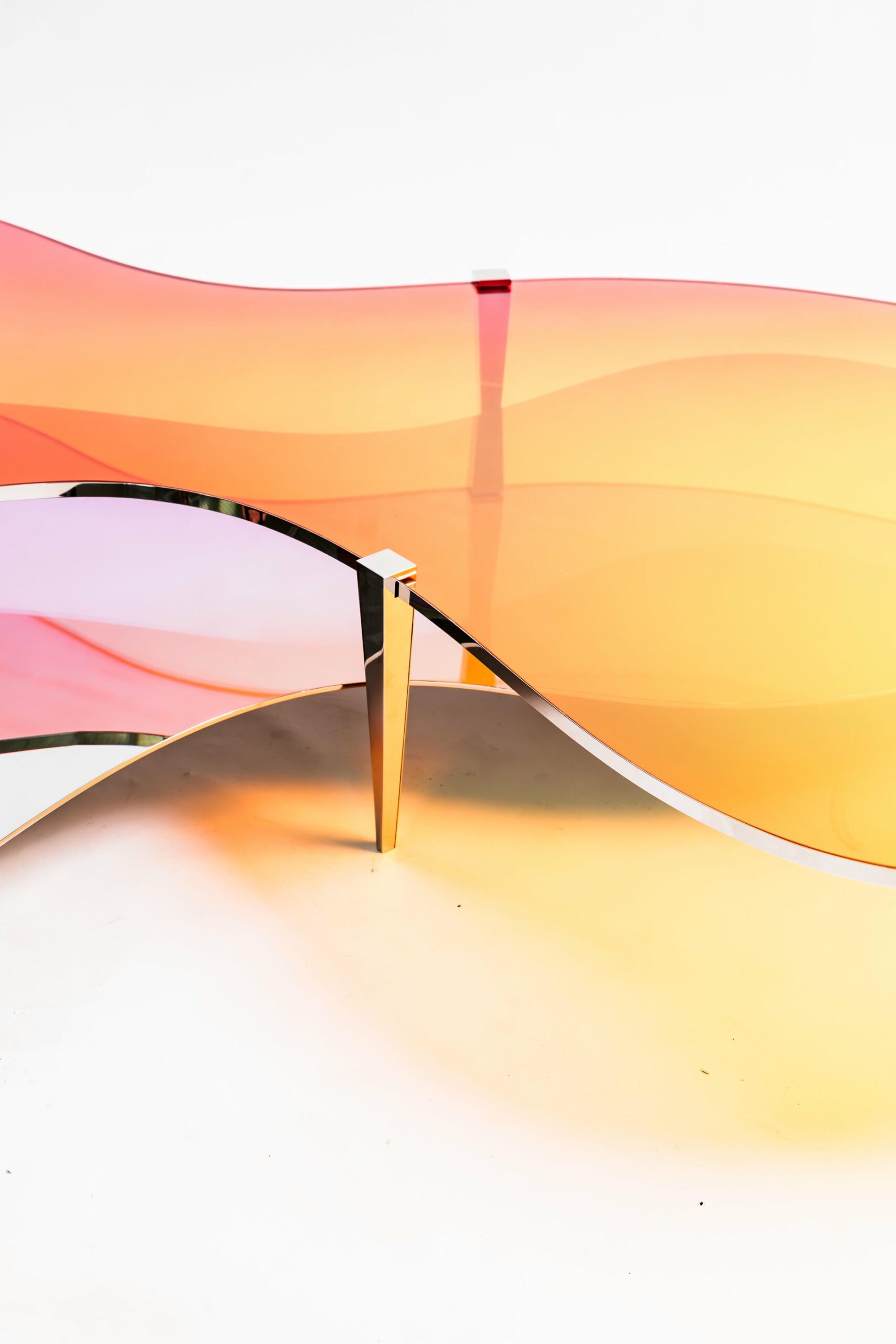 Two Tier Sculptural Dichroic Glass Coffee Table by ODA LIK Studio 5