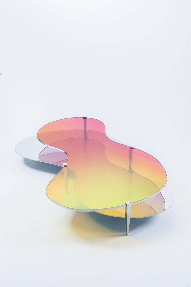 Two Tier Sculptural Dichroic Glass Coffee Table by ODA LIK Studio 5
