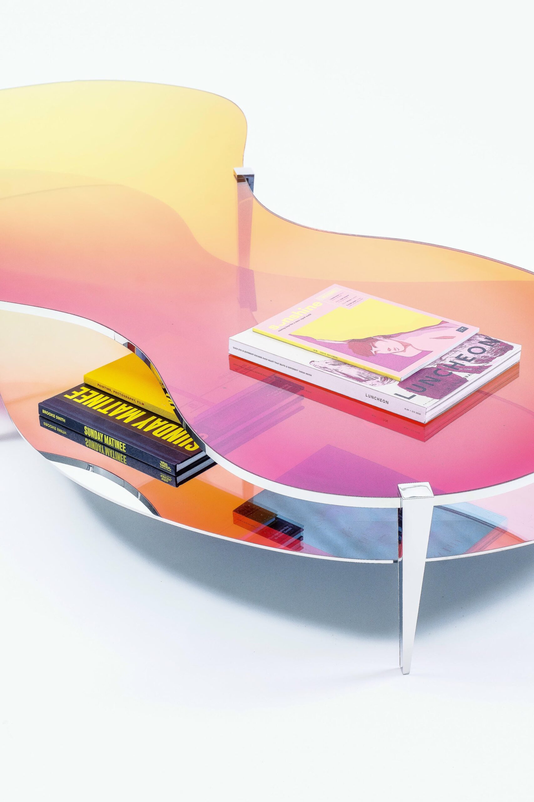 Two Tier Sculptural Dichroic Glass Coffee Table by ODA LIK Studio 7