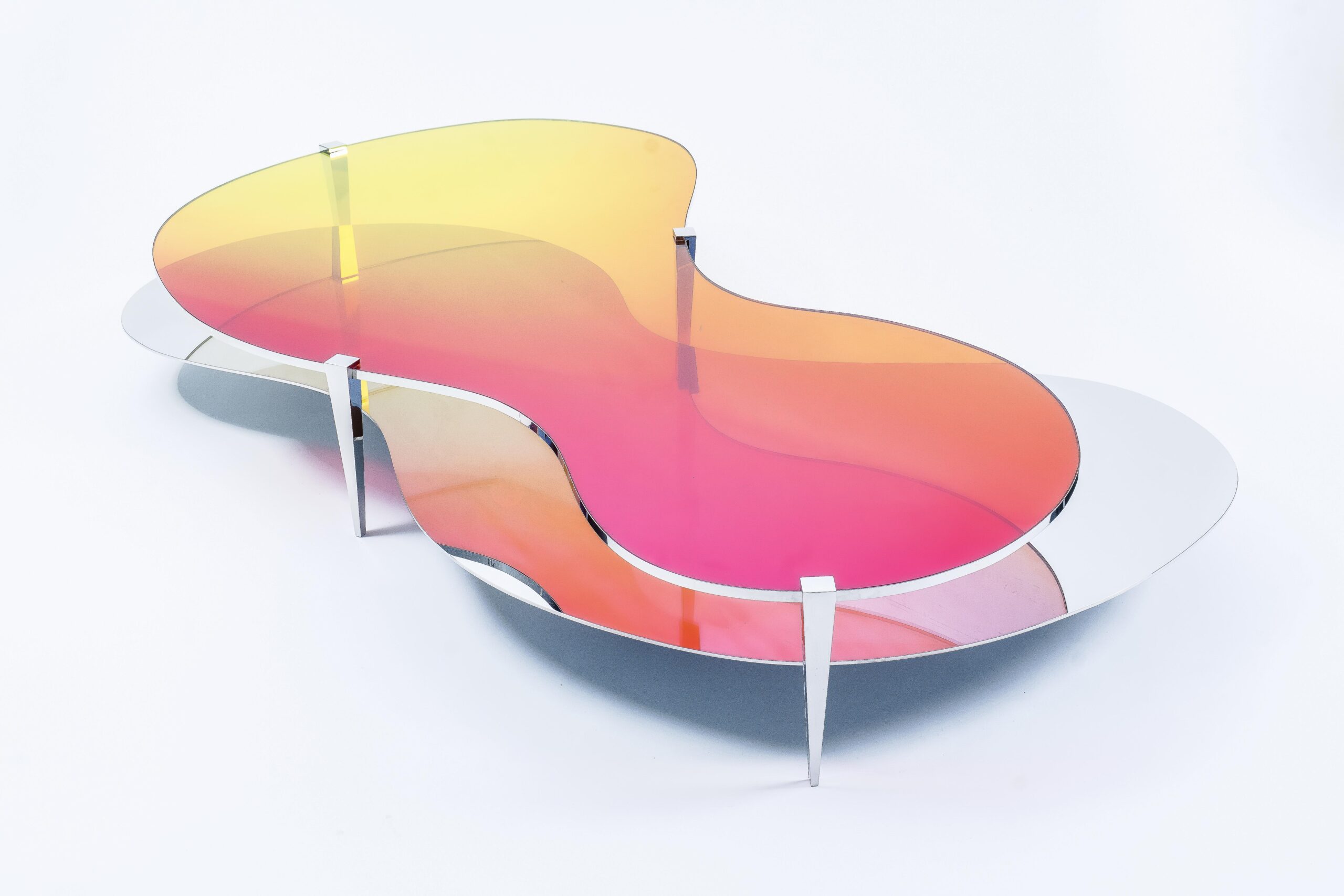 Two Tier Sculptural Dichroic Glass Coffee Table by ODA LIK Studio 8