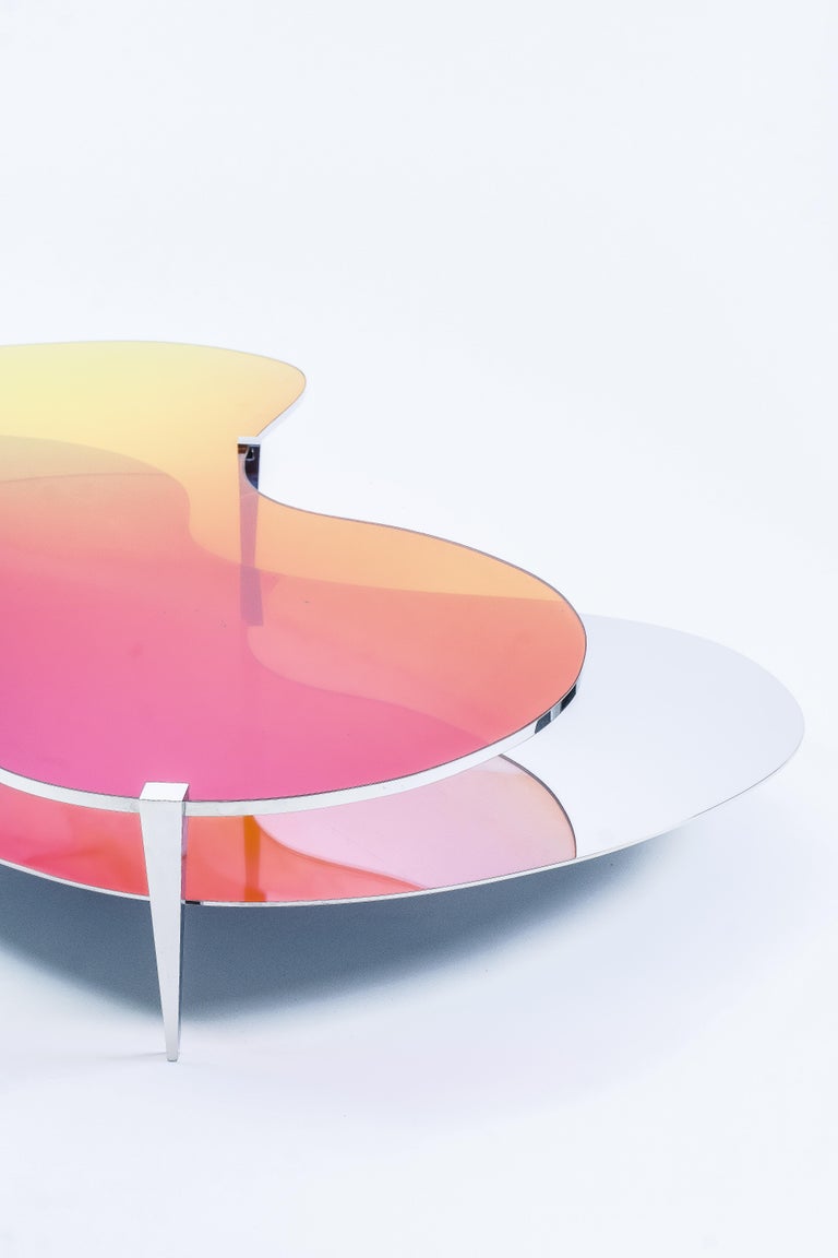 Two Tier Sculptural Dichroic Glass Coffee Table by ODA LIK Studio 9