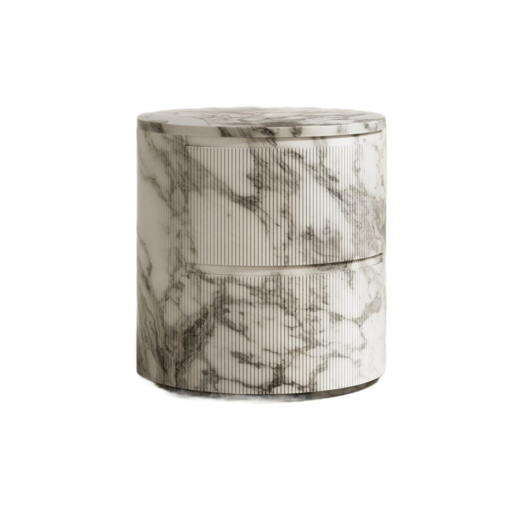 Ashley Bedside Table in Arabescato Marble Oak by Paloma Editions 1