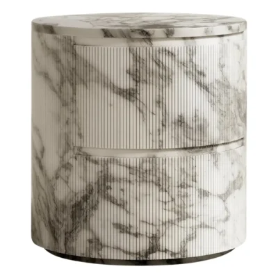 Ashley Bedside Table in Arabescato Marble & Oak by Paloma Editions