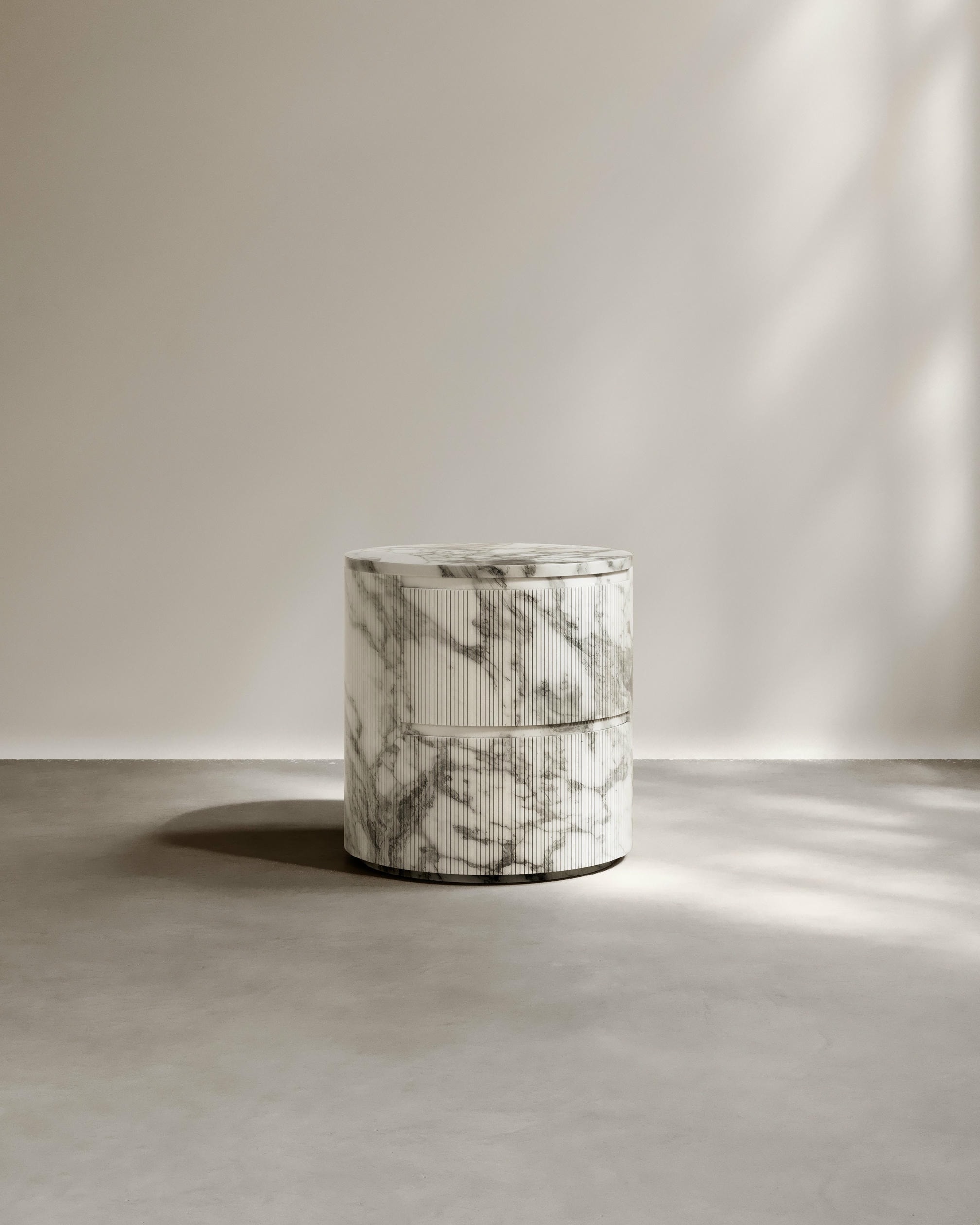 Ashley Bedside Table in Arabescato Marble Oak by Paloma Editions 2