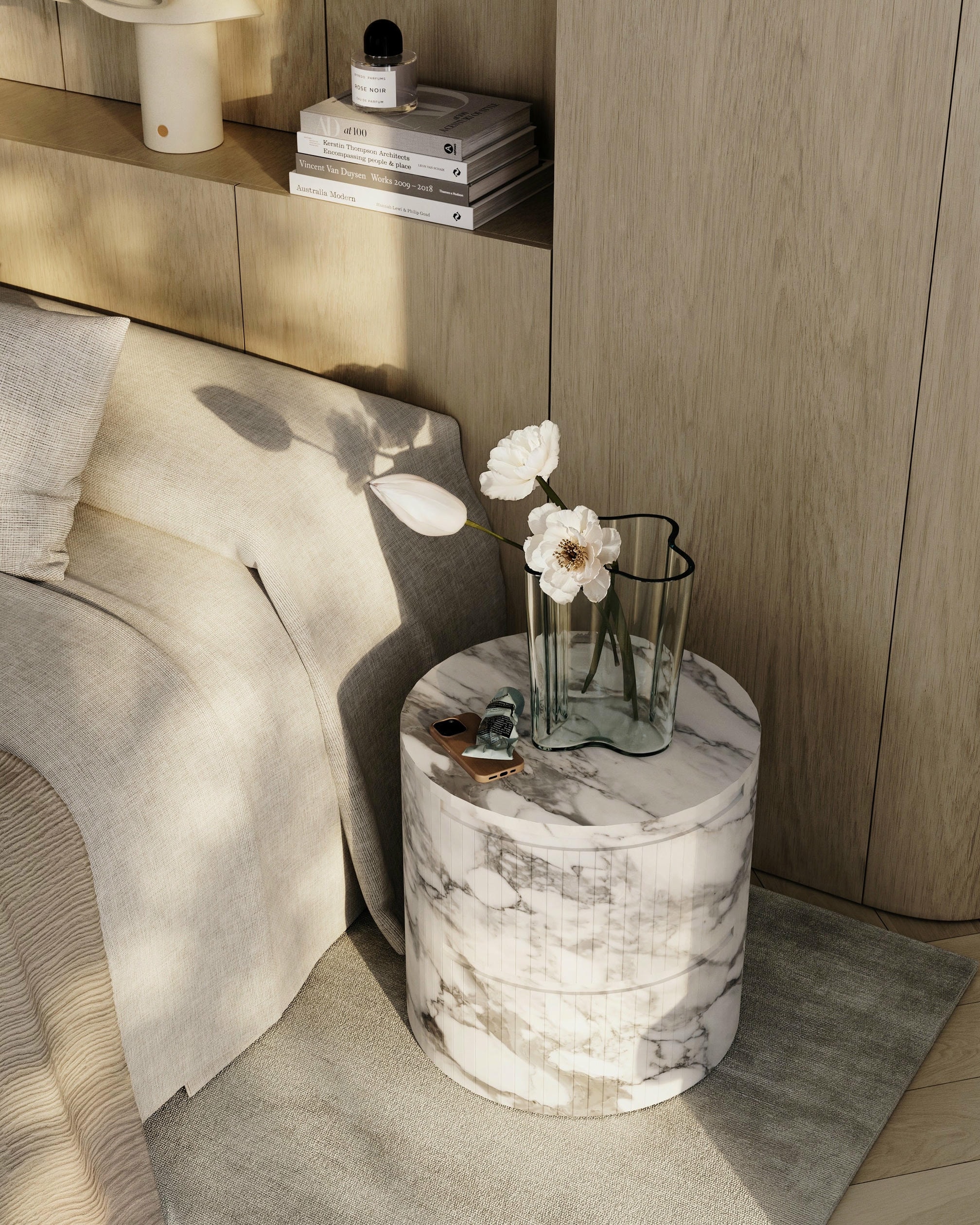 Ashley Bedside Table in Arabescato Marble Oak by Paloma Editions 7