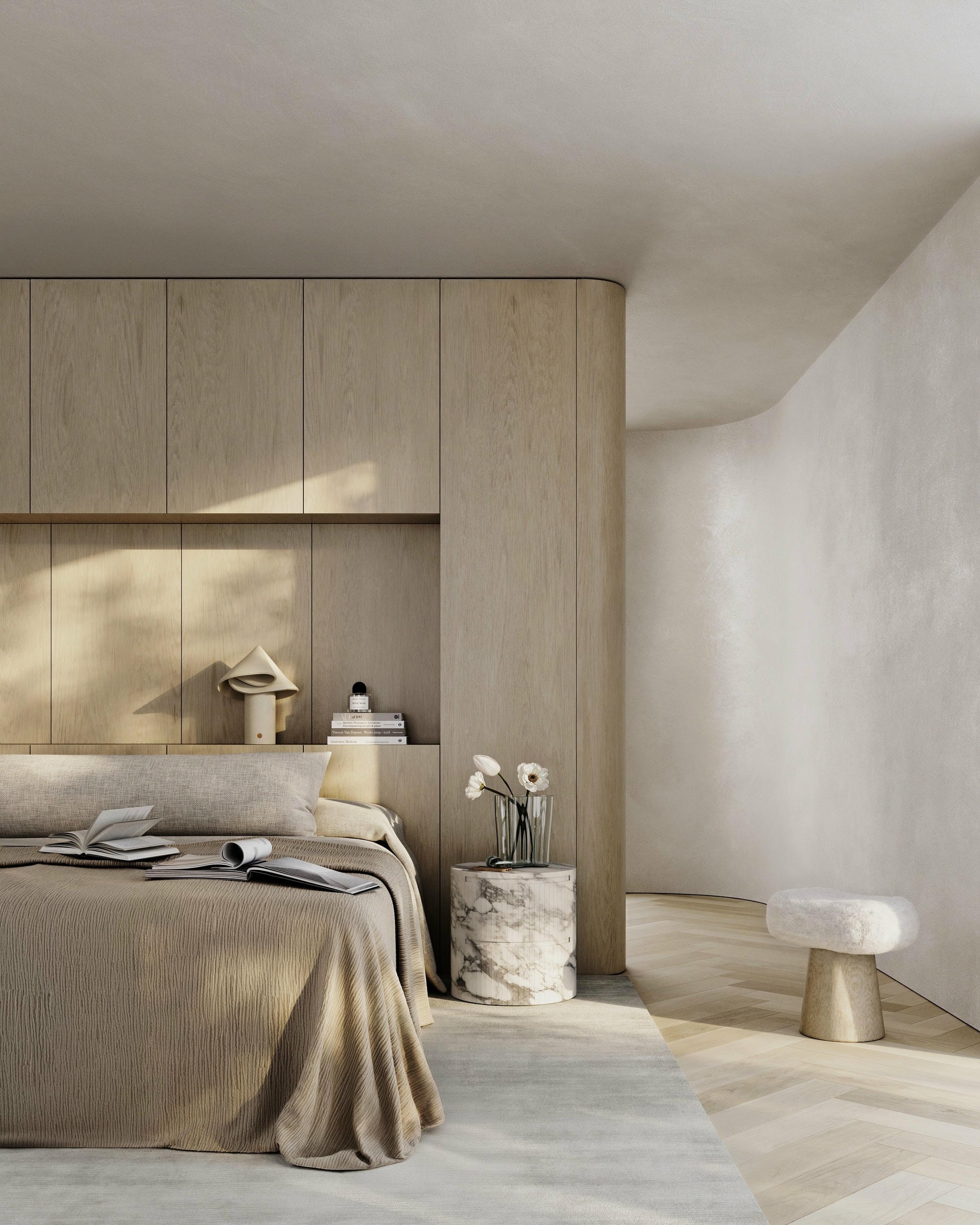 Ashley Bedside Table in Arabescato Marble Oak by Paloma Editions 8