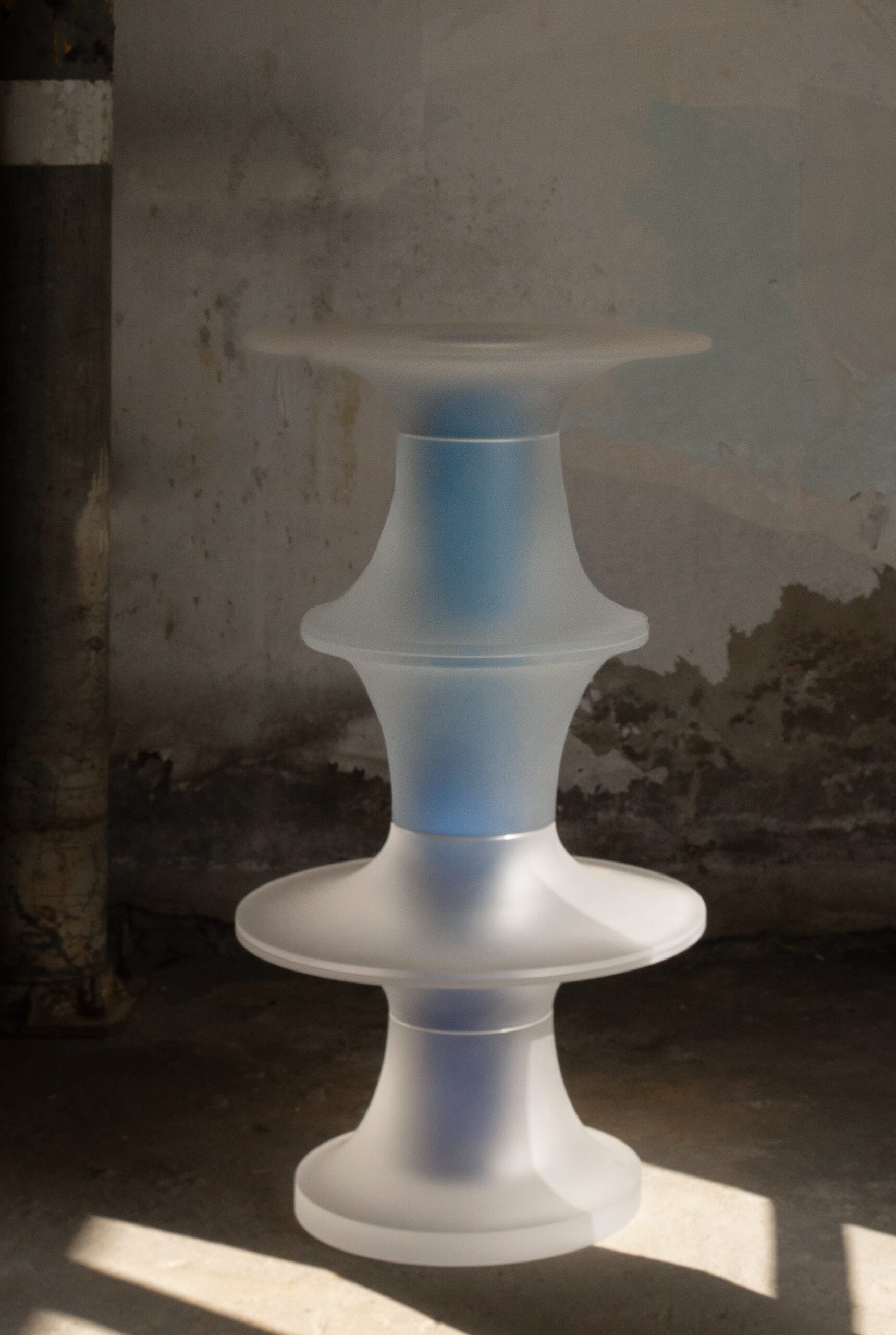 Decorative Small Totem in Light Blue Resin by Saerom Yoon 1